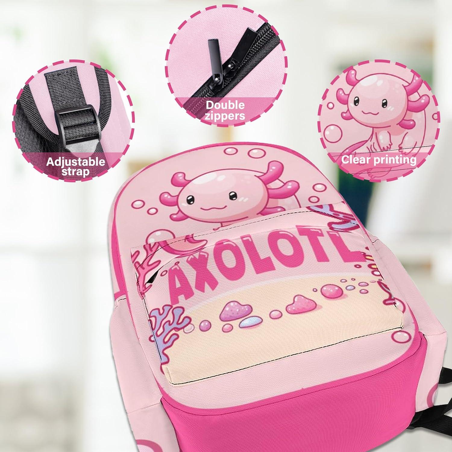 Mochila Escolar Axolotl 42 cm con Correas Ajustables