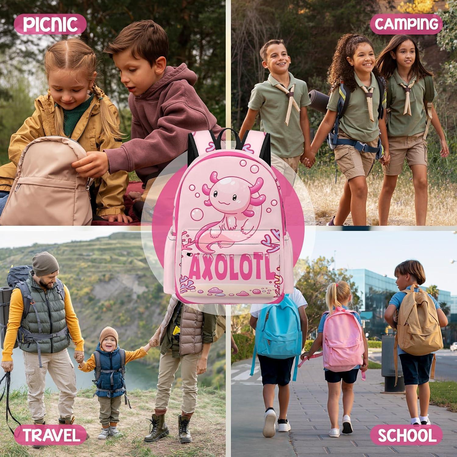 Mochila Escolar Axolotl 42 cm con Correas Ajustables