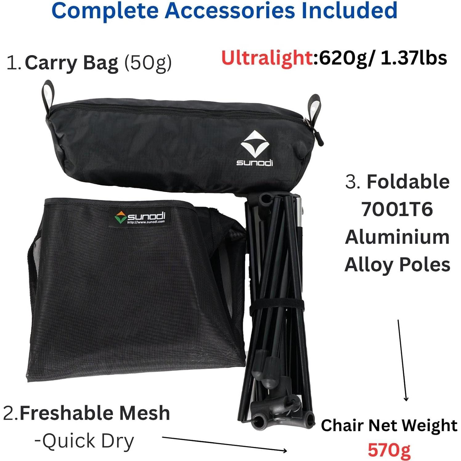 Silla de Camping Plegable Sunodi 7001T6 Ultraligera 110kg