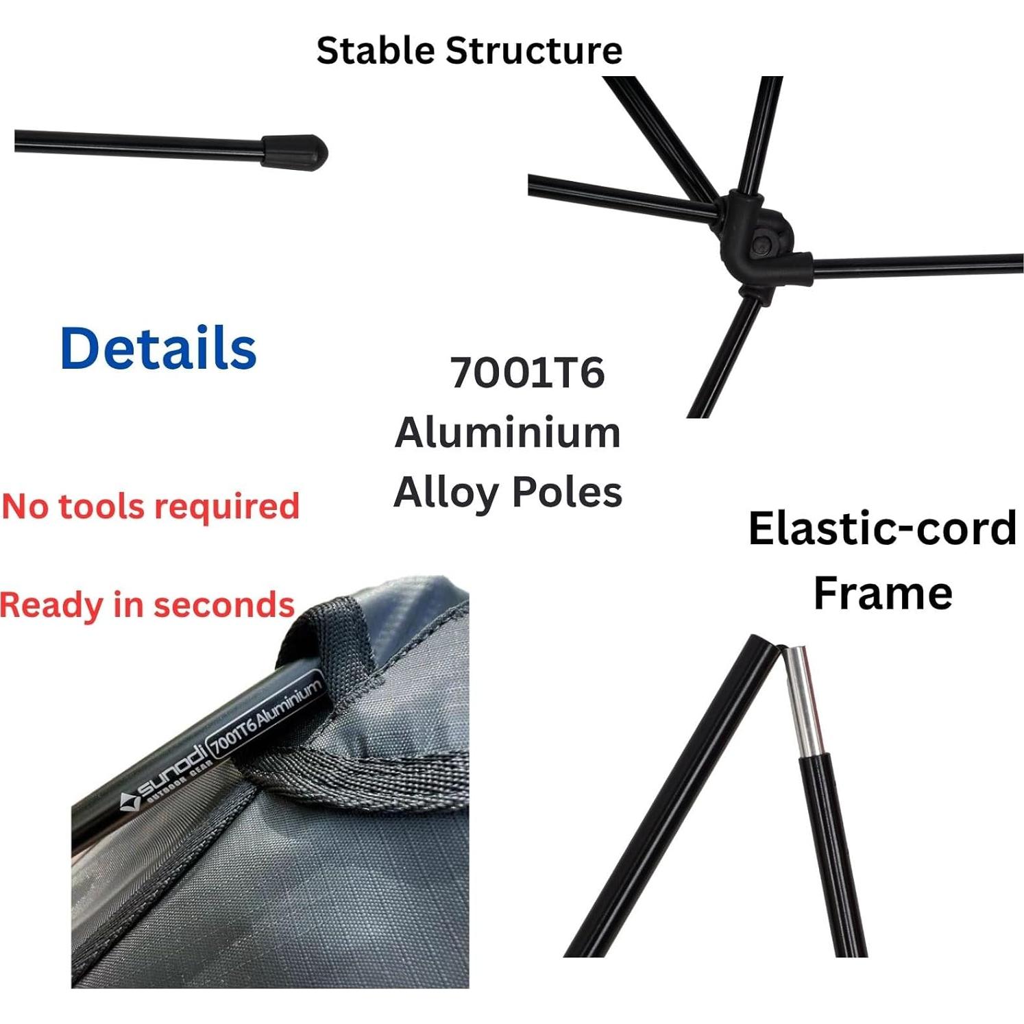 Silla de Camping Plegable Sunodi 7001T6 Ultraligera 110kg
