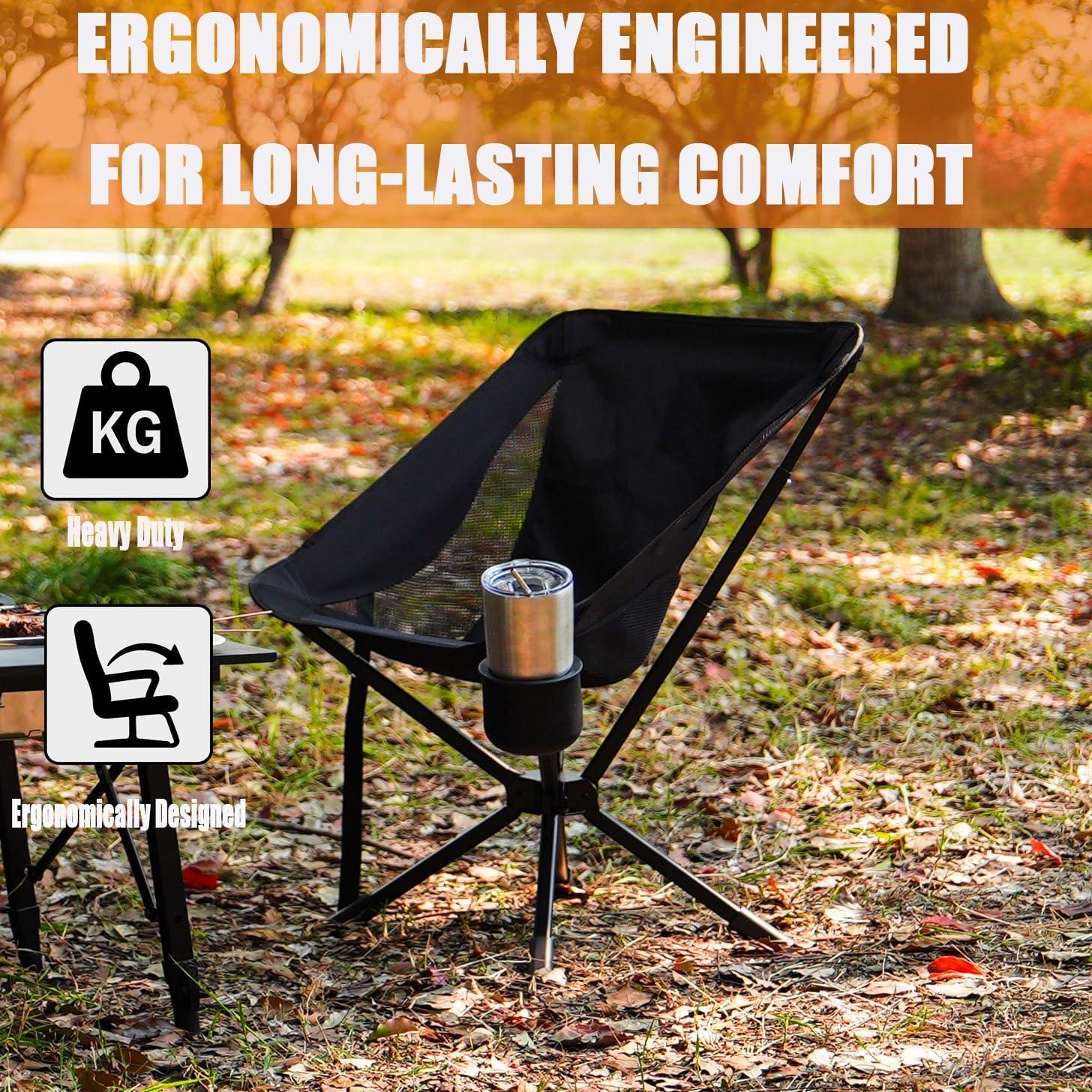 Silla de Camping Plegable Dueecasebit Negra 150KG Portátil