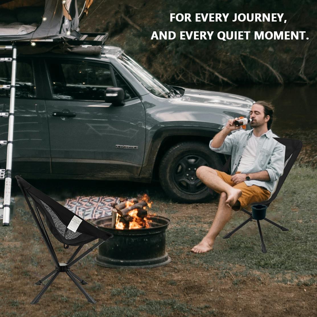 Silla de Camping Plegable Dueecasebit Negra 150KG Portátil