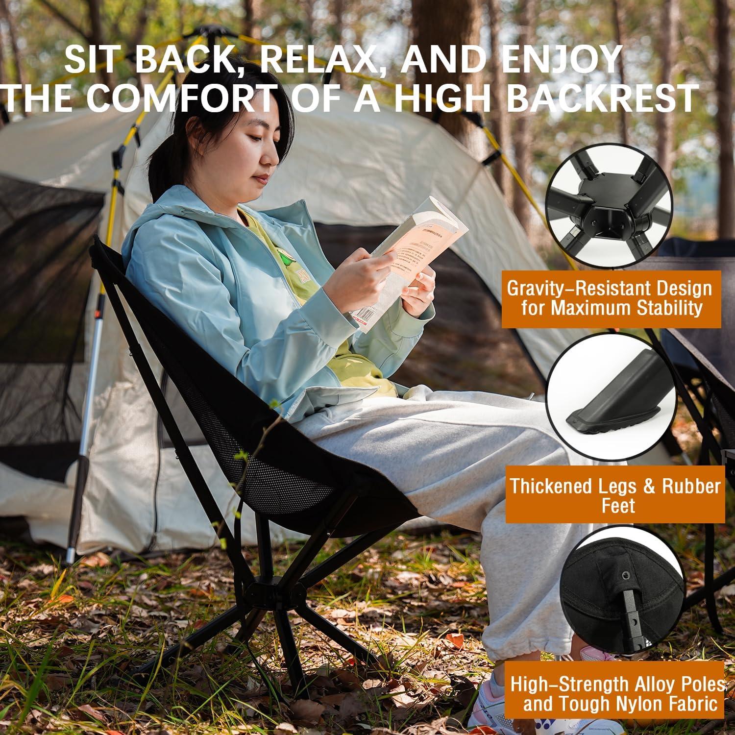 Silla de Camping Plegable Dueecasebit Negra 150KG Portátil