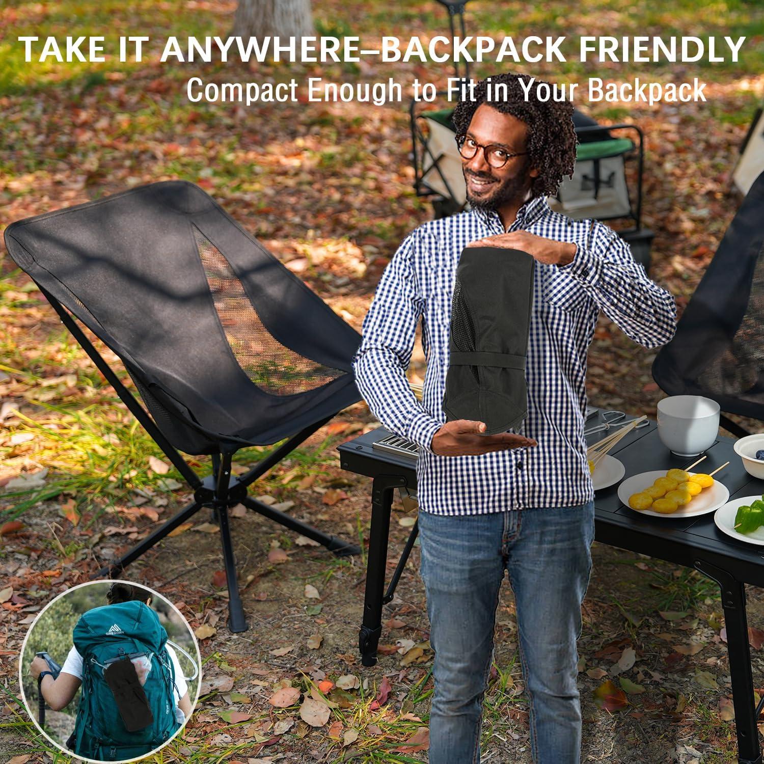 Silla de Camping Plegable Dueecasebit Negra 150KG Portátil