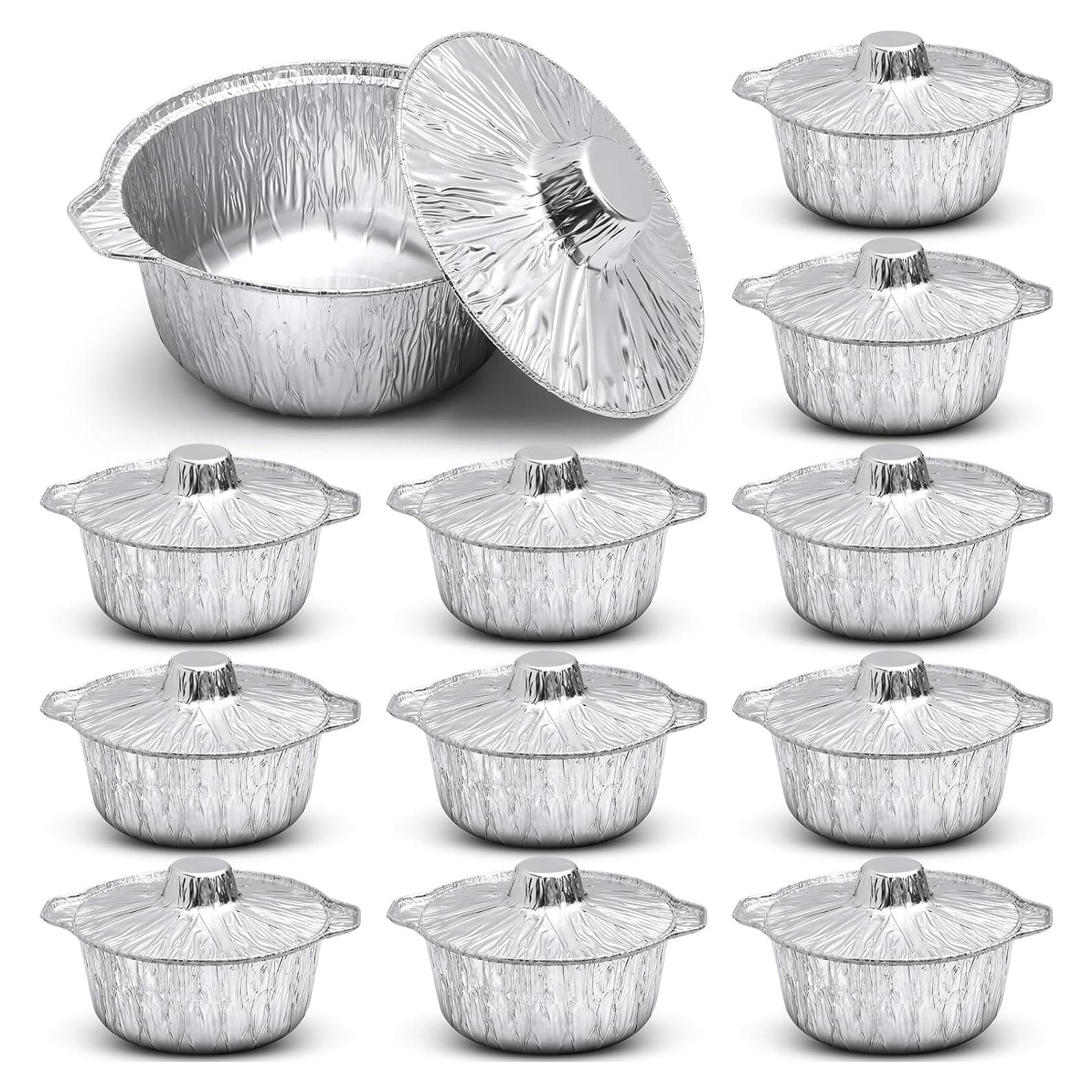 12 Botes de Aluminio Desechables Ziliny 1 L con Tapa