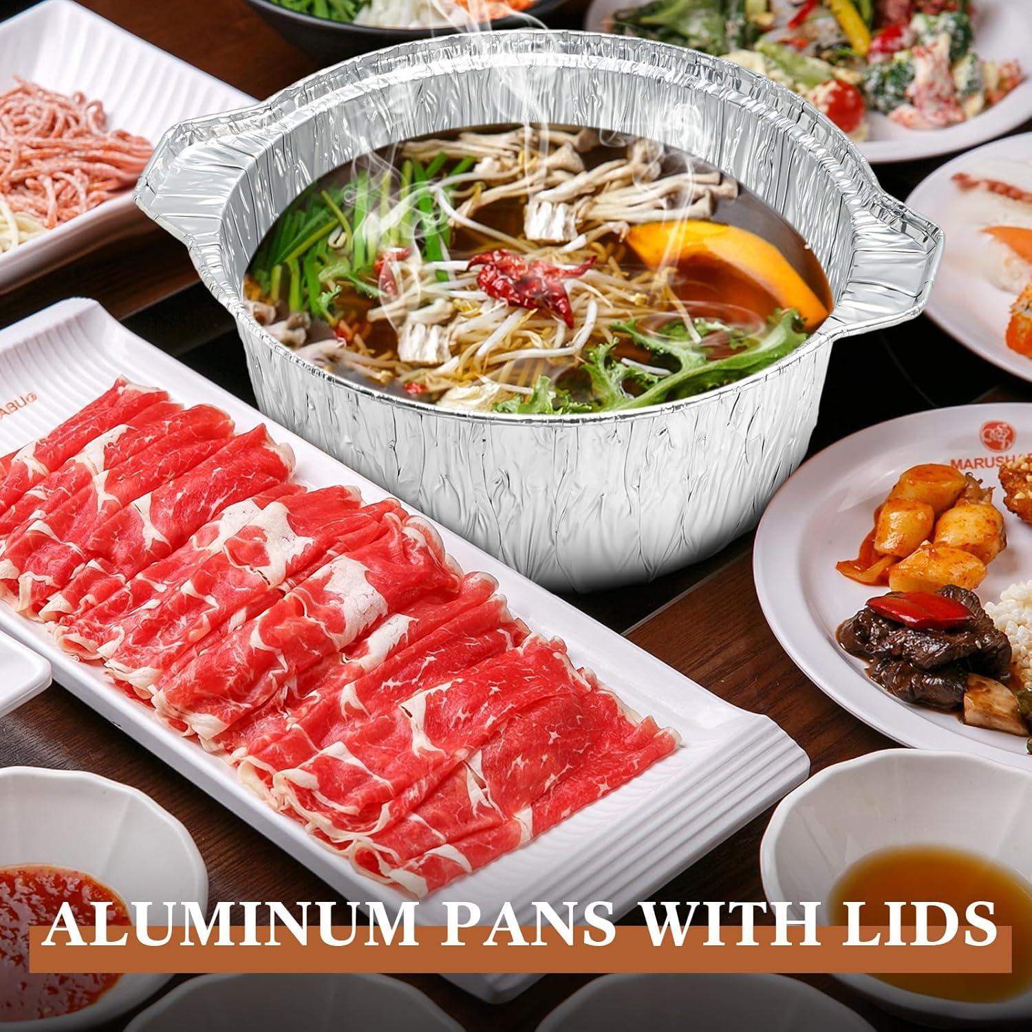 12 Botes de Aluminio Desechables Ziliny 1 L con Tapa