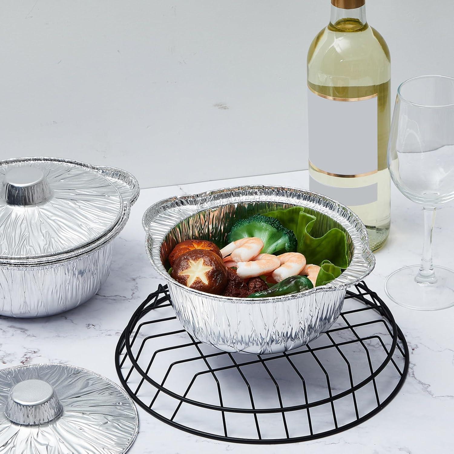 12 Botes de Aluminio Desechables Ziliny 1 L con Tapa