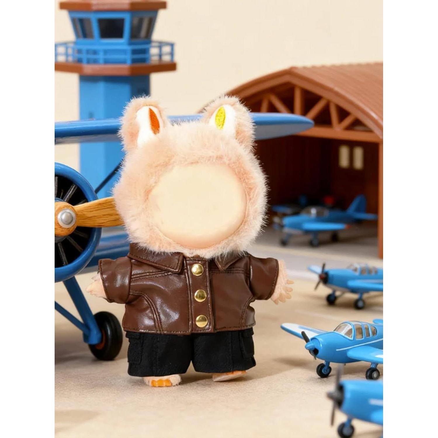 Conjunto de Chaqueta Marrón Labubu 17cm - Ropa de Muñeca