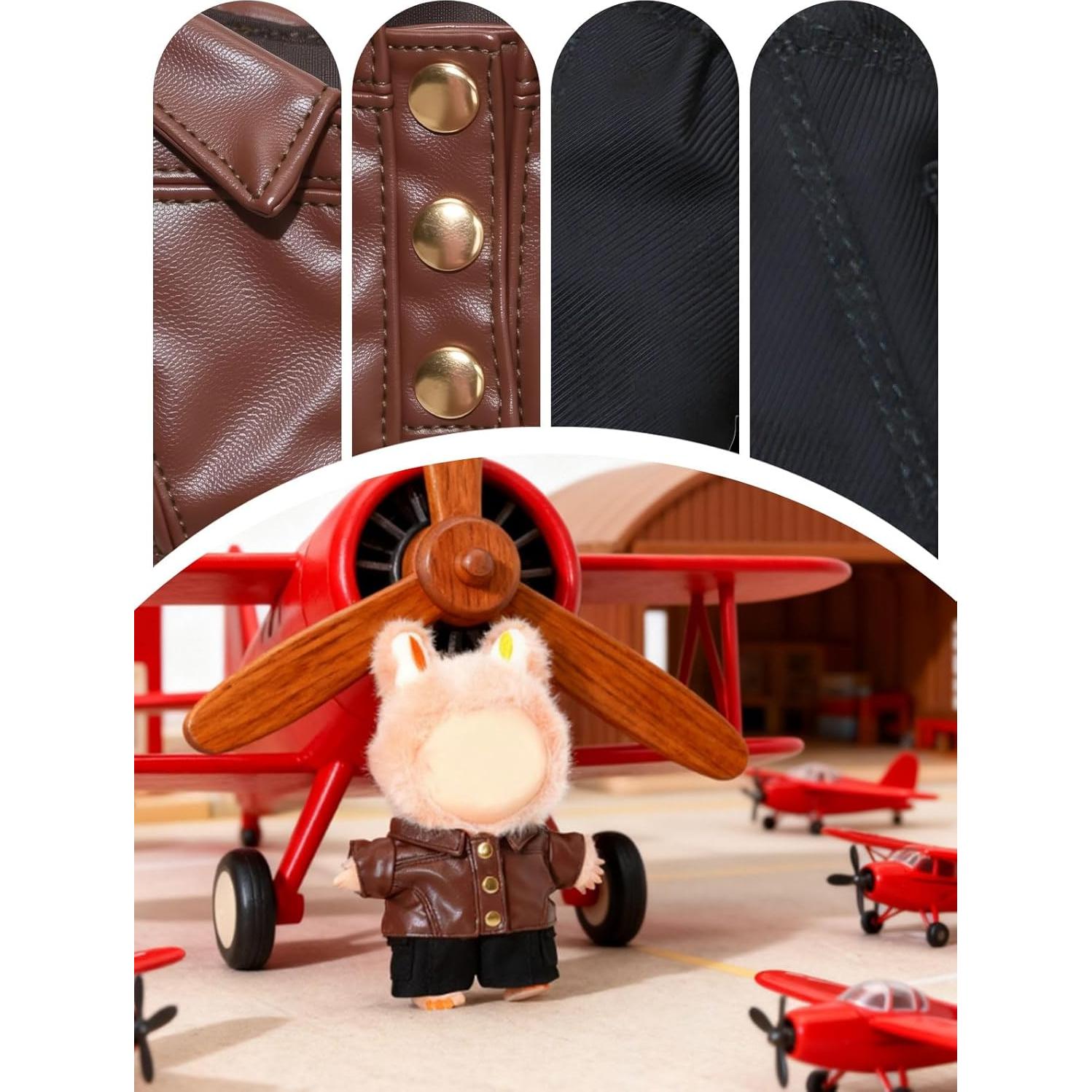 Conjunto de Chaqueta Marrón Labubu 17cm - Ropa de Muñeca