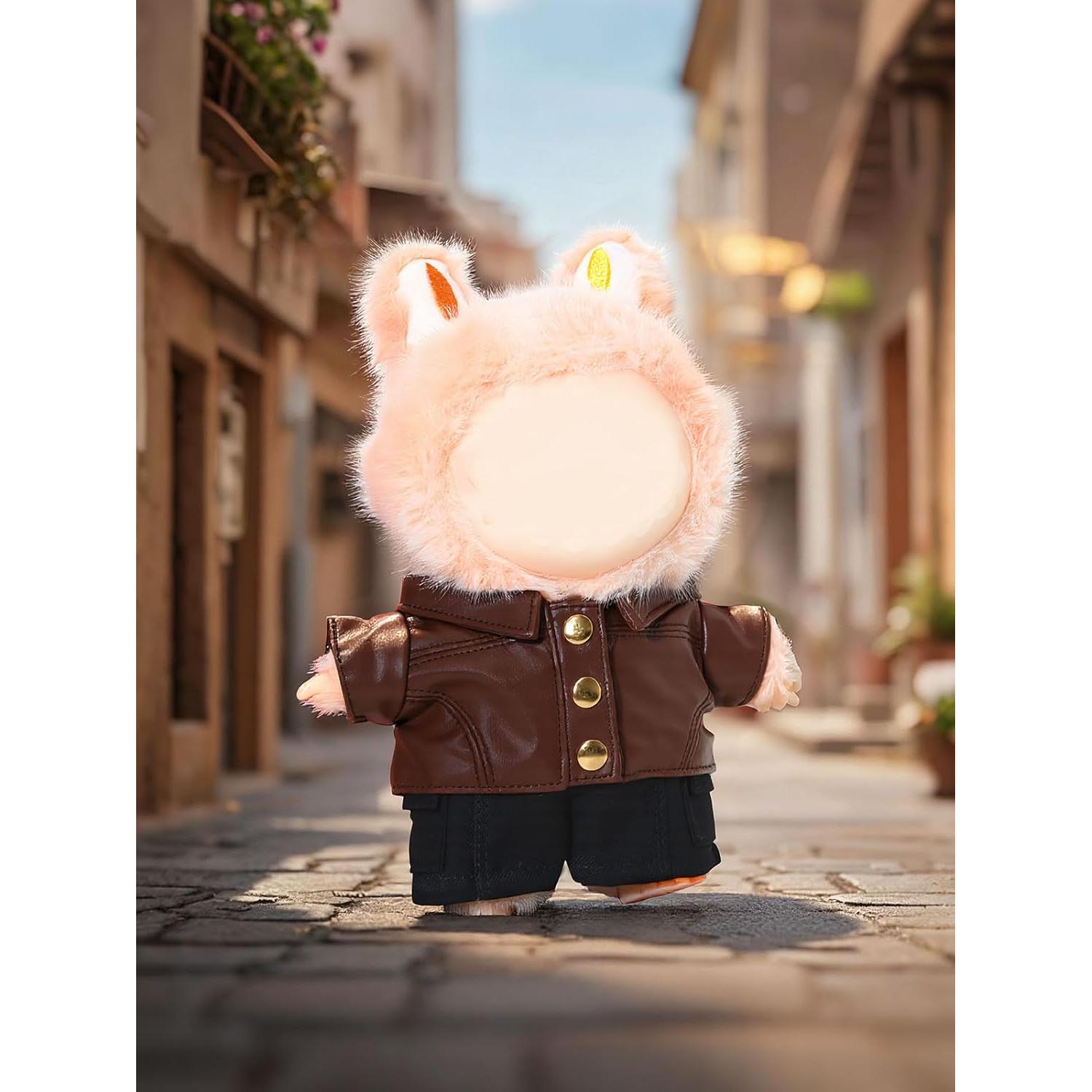 Conjunto de Chaqueta Marrón Labubu 17cm - Ropa de Muñeca