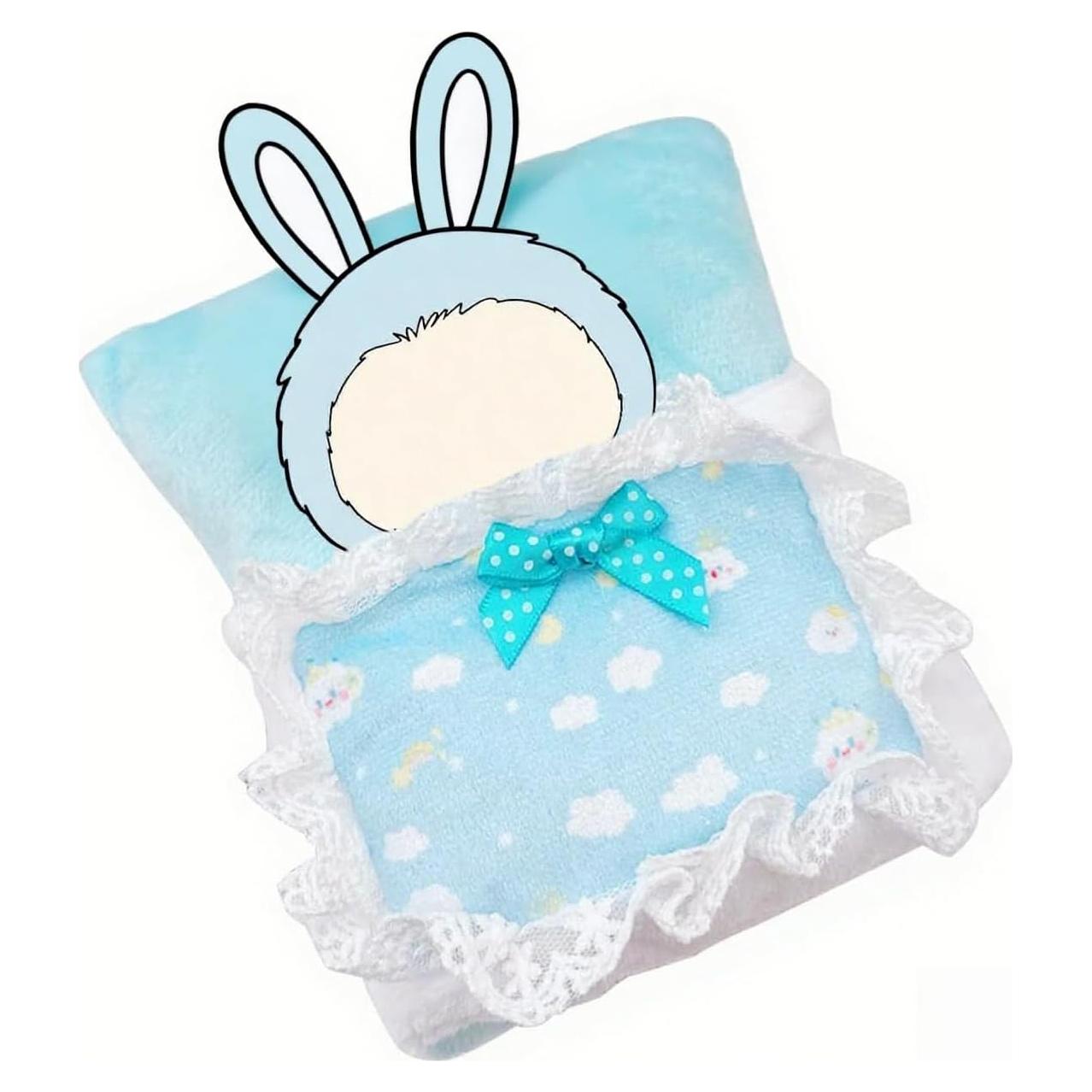 Cama de Muñeca Azul VVQUI 17cm con Bordes de Encaje