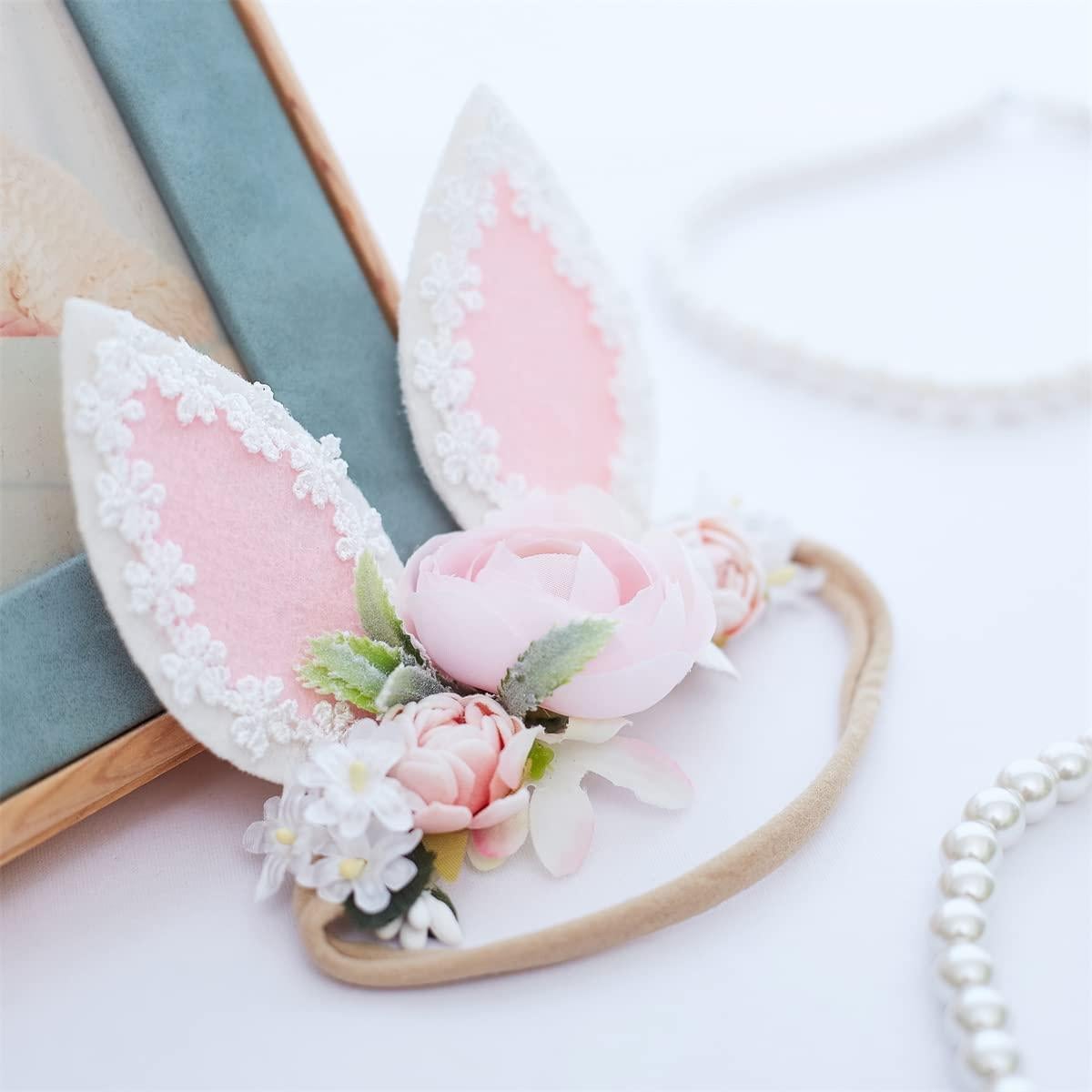 Diadema de Nylon Floral Conejito de Pascua para Bebé RT002