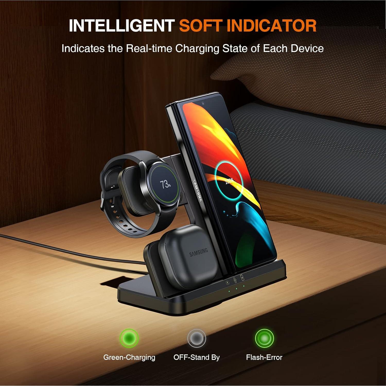 Cargador Inalámbrico LK 3 en 1 para Samsung Galaxy y Watch Negro