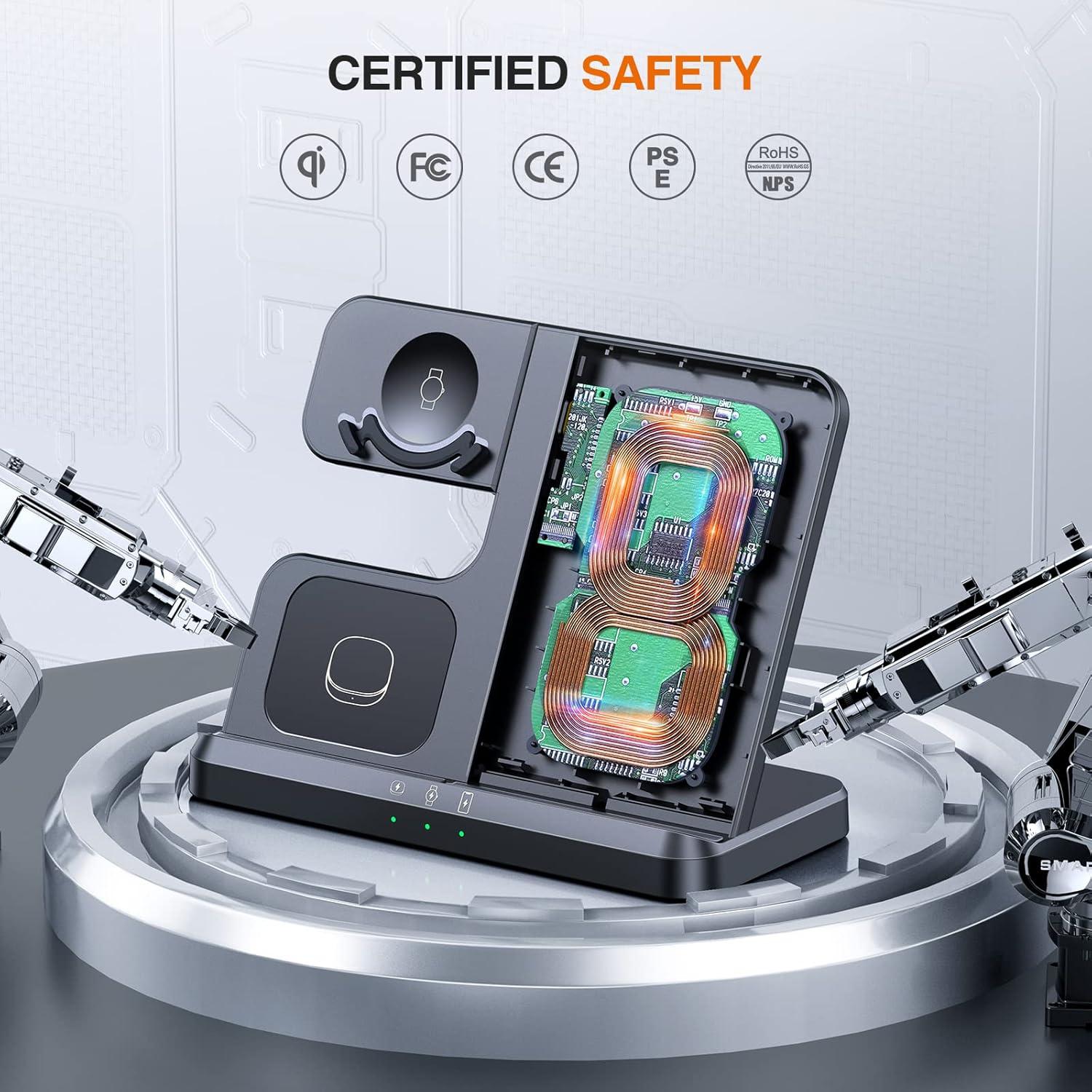 Cargador Inalámbrico LK 3 en 1 para Samsung Galaxy y Watch Negro