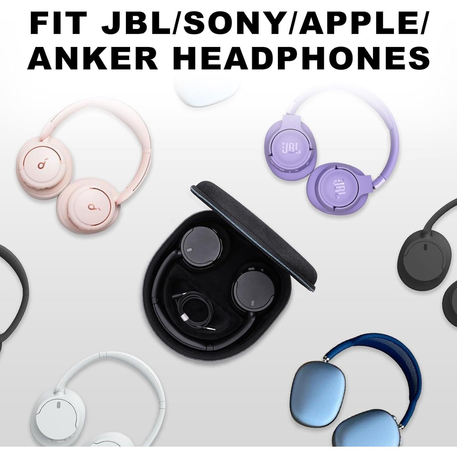 Funda Dura para Auriculares Bluetooth DR·AMIU Negro 23.1x22.1cm