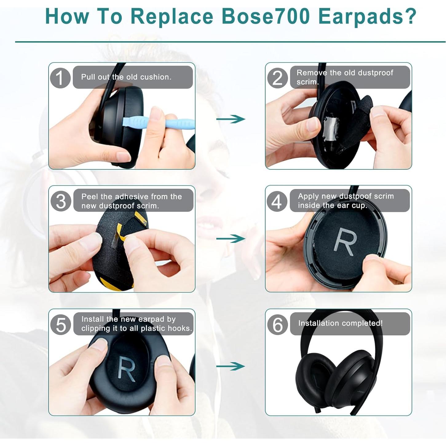 Almohadillas de Reemplazo Gvoears para Auriculares Bose 700