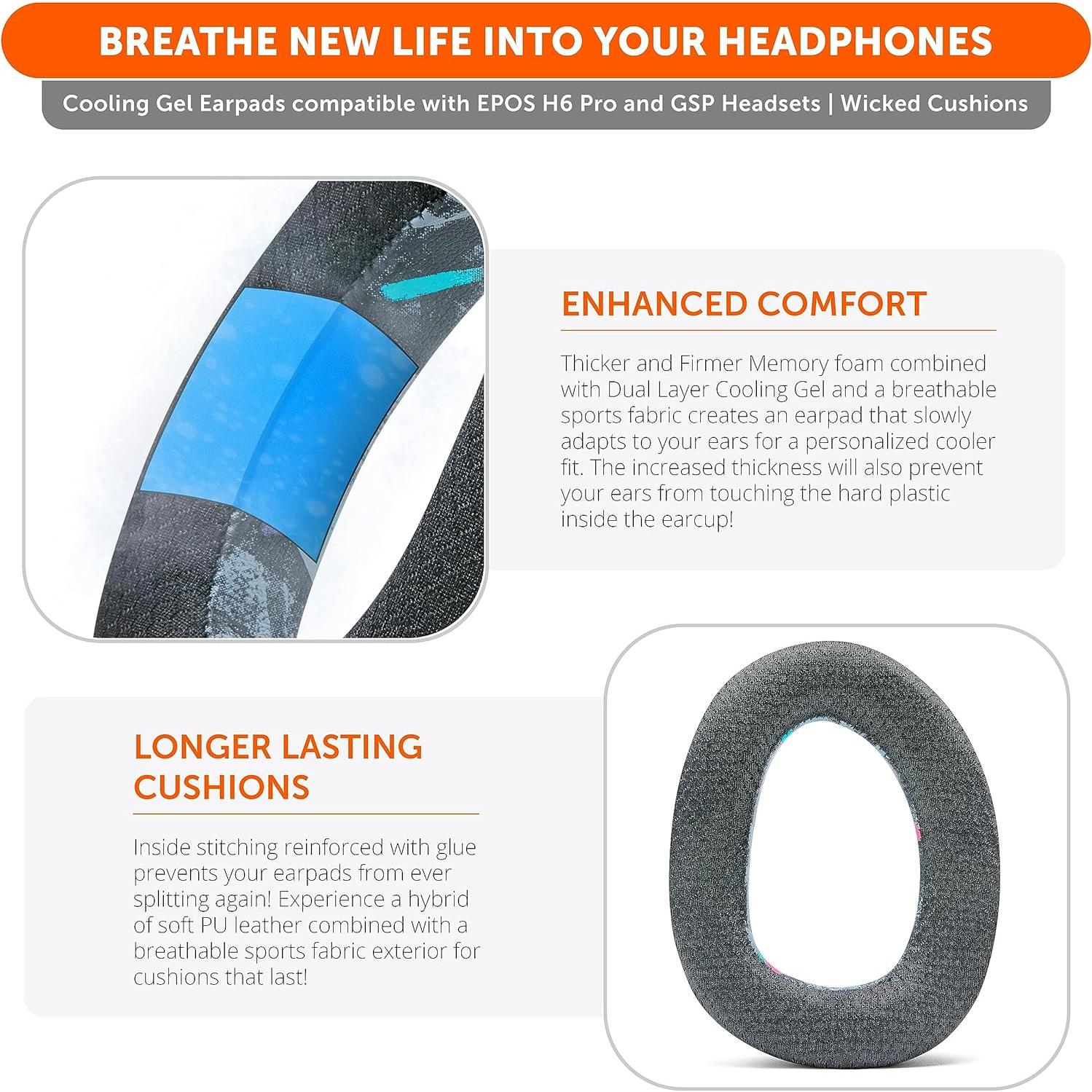 Almohadillas de Gel Refrigerante Wicked Cushions para EPOS H6 Pro