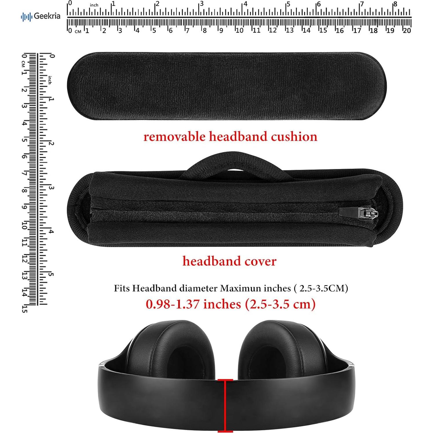 Cubierta y almohadillas para diadema Geekria Mediana Negro