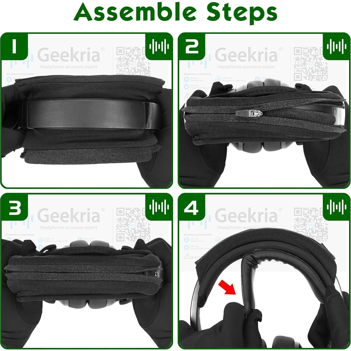 Cubierta y almohadillas para diadema Geekria Mediana Negro