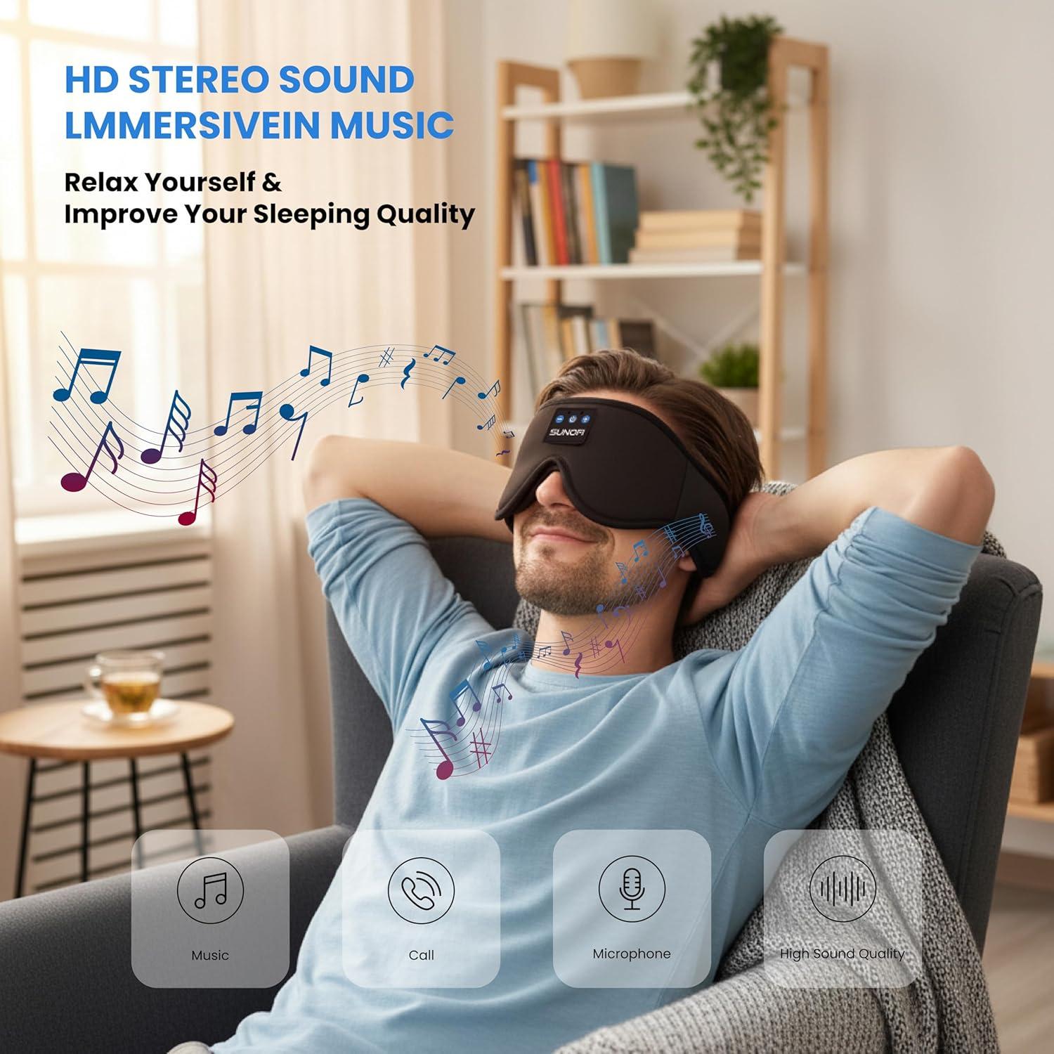 Máscara de Sueño Bluetooth SunoFi 3D con Auriculares HD