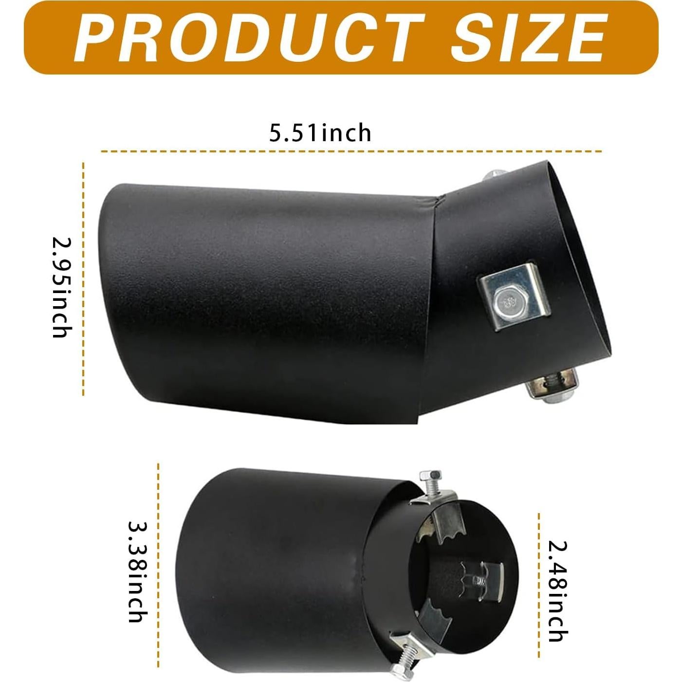 Silenciador de Escape Curvado ijuicy 1PC Acero Inoxidable Negro