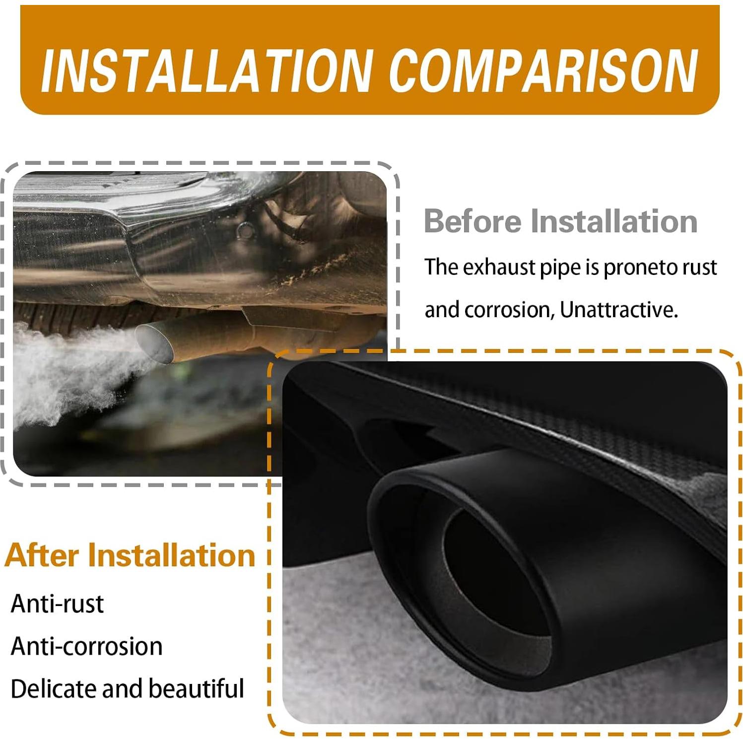 Silenciador de Escape Curvado ijuicy 1PC Acero Inoxidable Negro