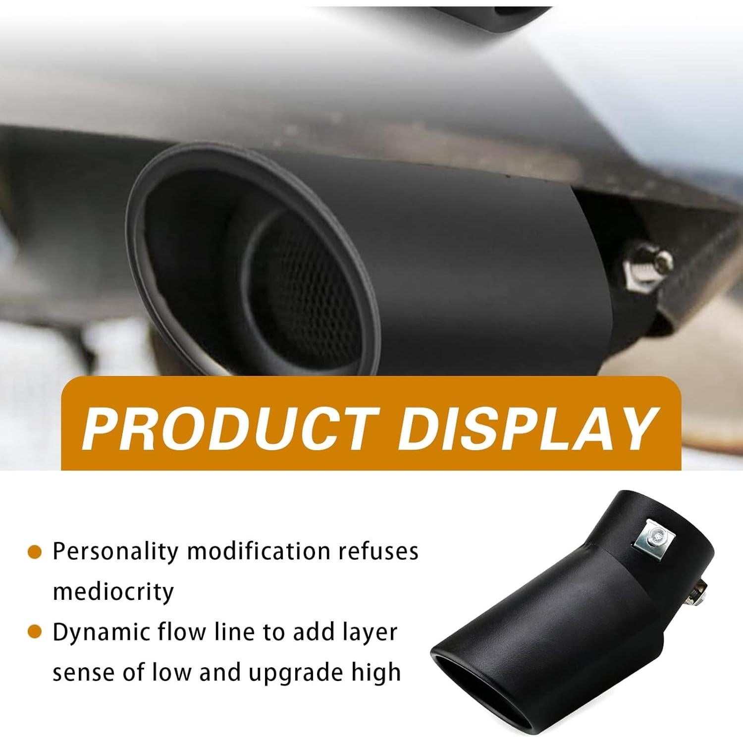 Silenciador de Escape Curvado ijuicy 1PC Acero Inoxidable Negro