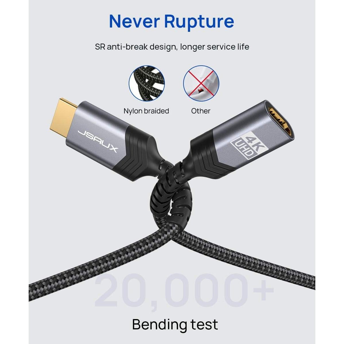 Cable Extensión HDMI 1.0M JSAUX 4K 60Hz Alta Velocidad