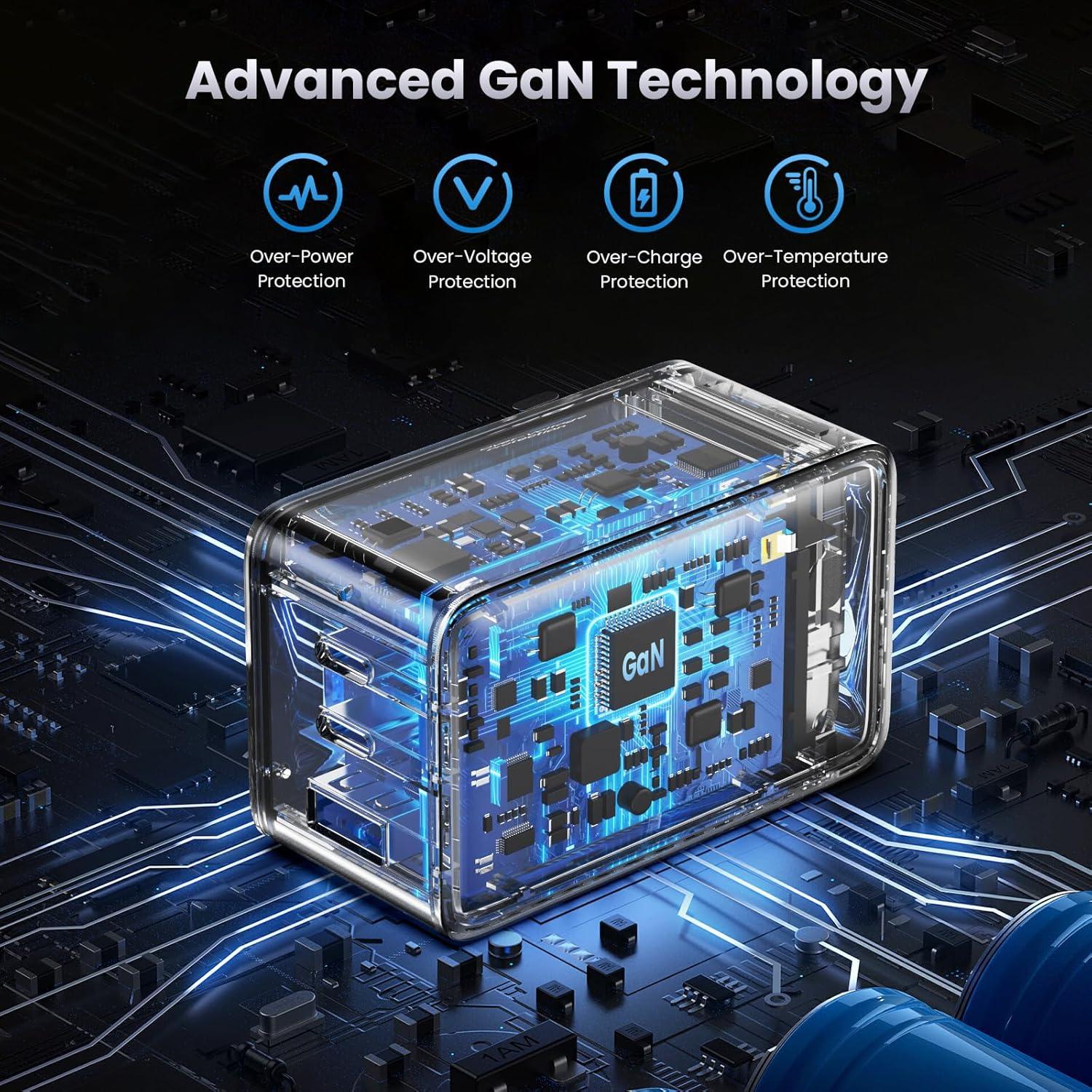 Cargador USB-C 130W GaN Dongguan - 3 Puertos Rápido Plegable