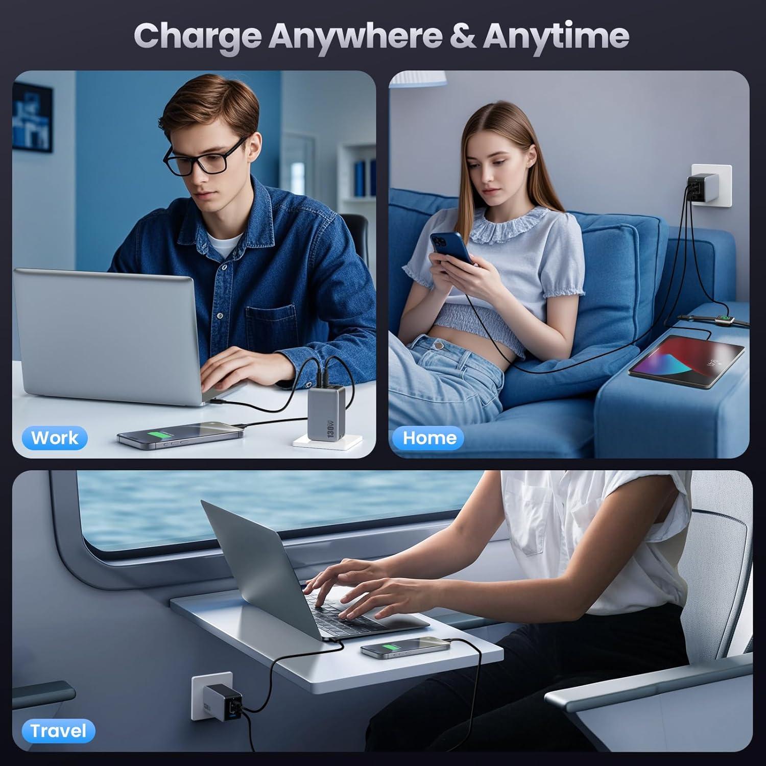 Cargador USB-C 130W GaN Dongguan - 3 Puertos Rápido Plegable