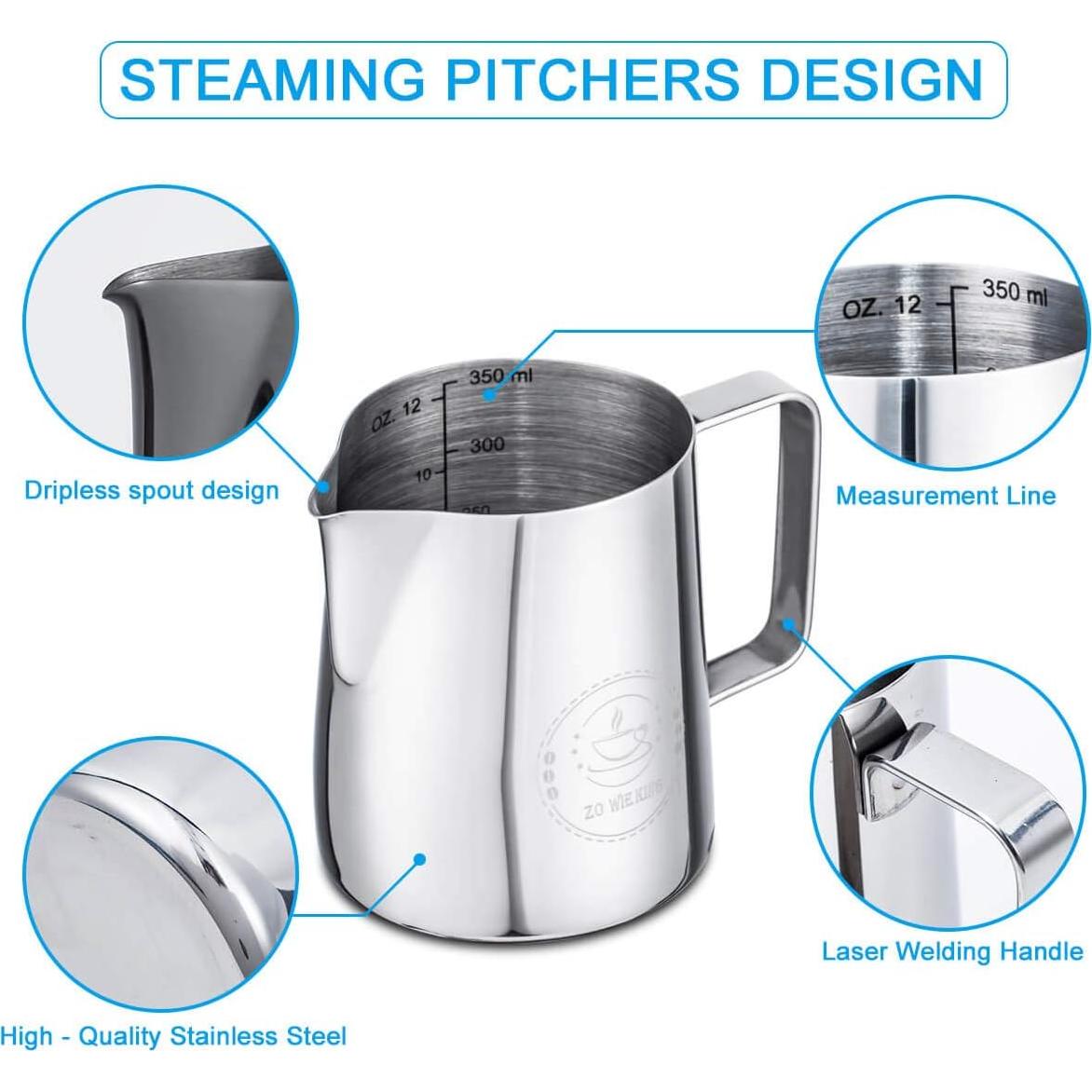 Jarra Espumadora de Leche ZOWIE KING 350ml Acero Inoxidable