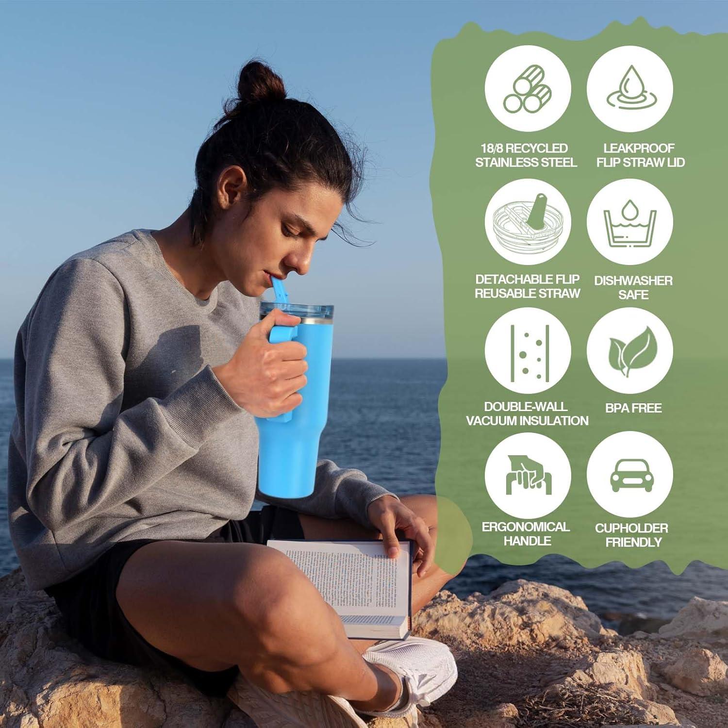 Vaso Aislado Sursip 40 oz con Asa y Popote Plegable