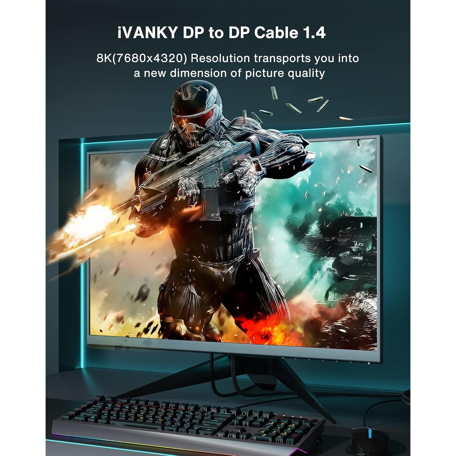 Cable DisplayPort 8K 1.4 IVANKY 1m, Soporta 32.4Gbps, HDR