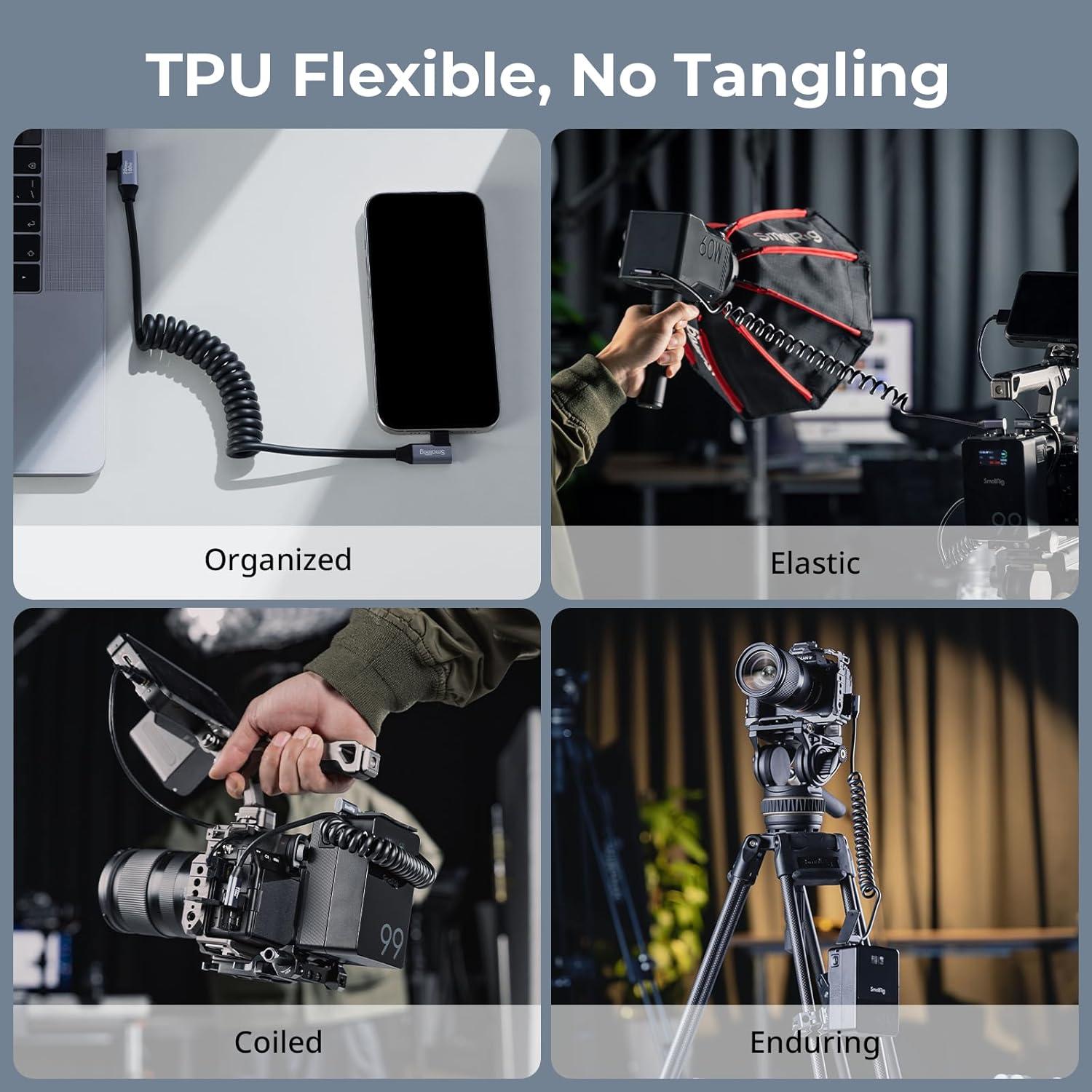 Cable USB C Enrollado 0.6m SmallRig 20Gbps Carga Rápida