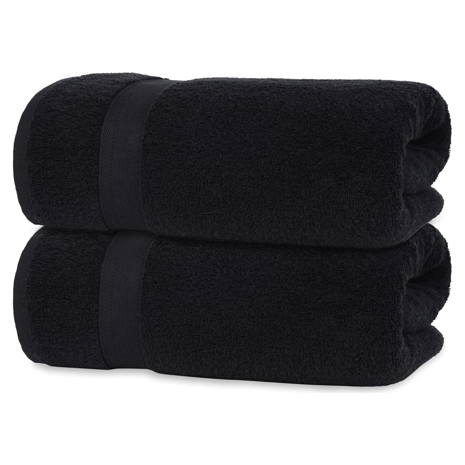 Juego de 2 Toallas de Baño All Design 89x178cm Algodón Negro