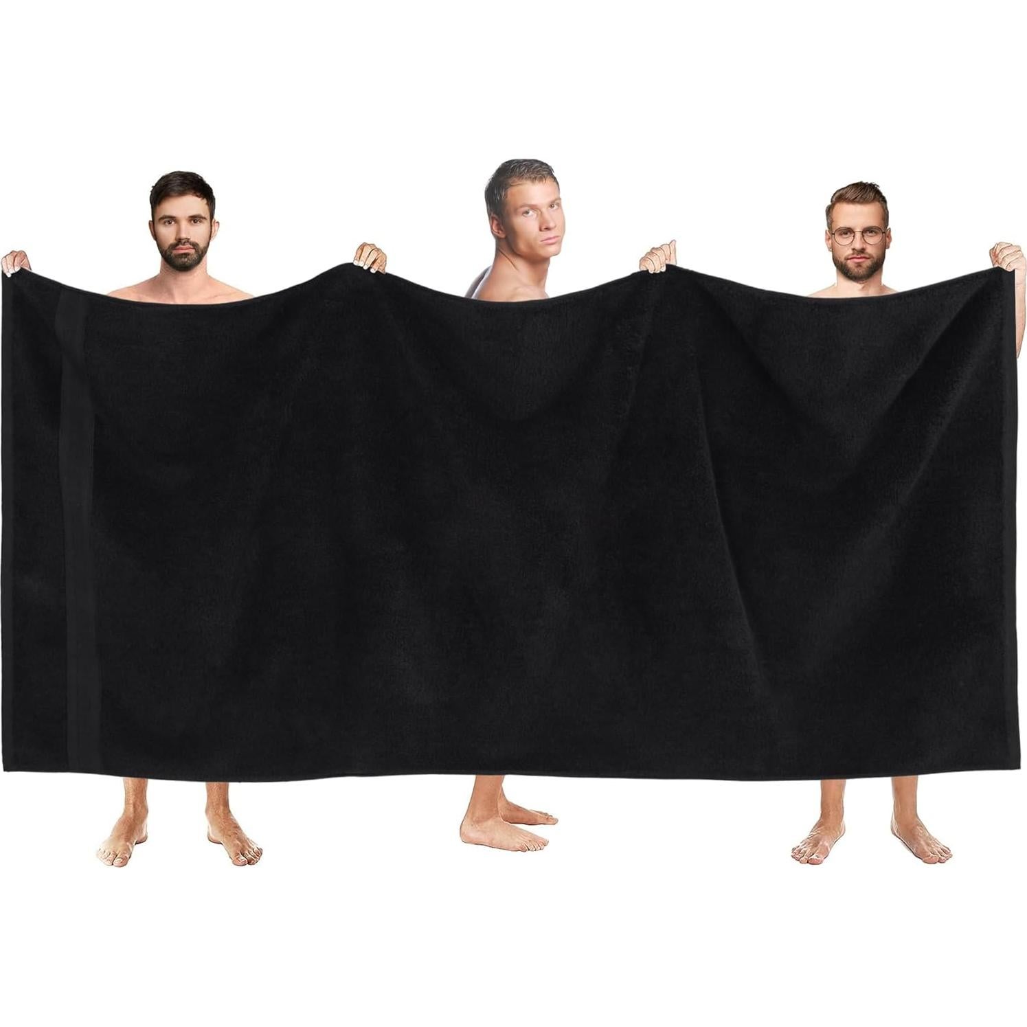 Juego de 2 Toallas de Baño All Design 89x178cm Algodón Negro