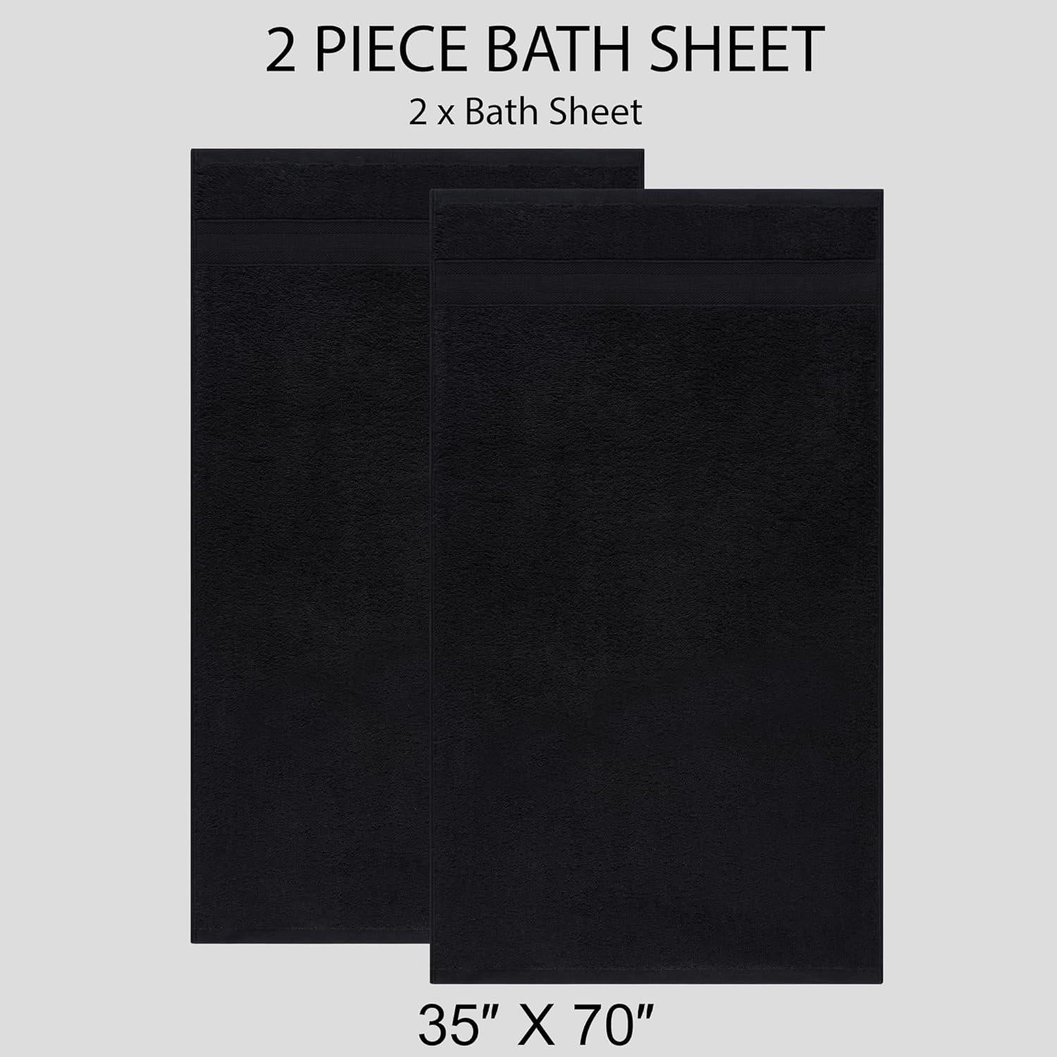 Juego de 2 Toallas de Baño All Design 89x178cm Algodón Negro