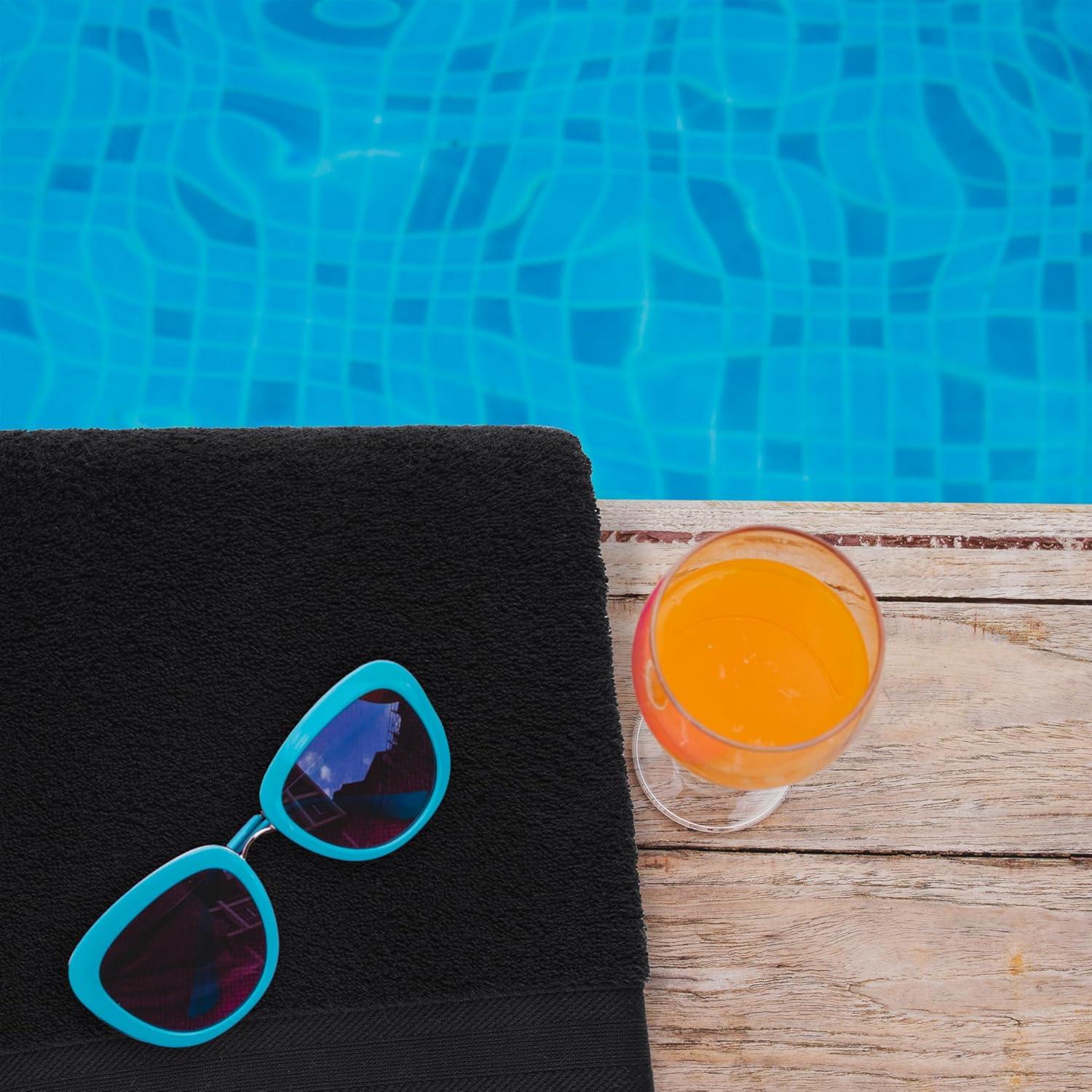 Juego de 2 Toallas de Baño All Design 89x178cm Algodón Negro