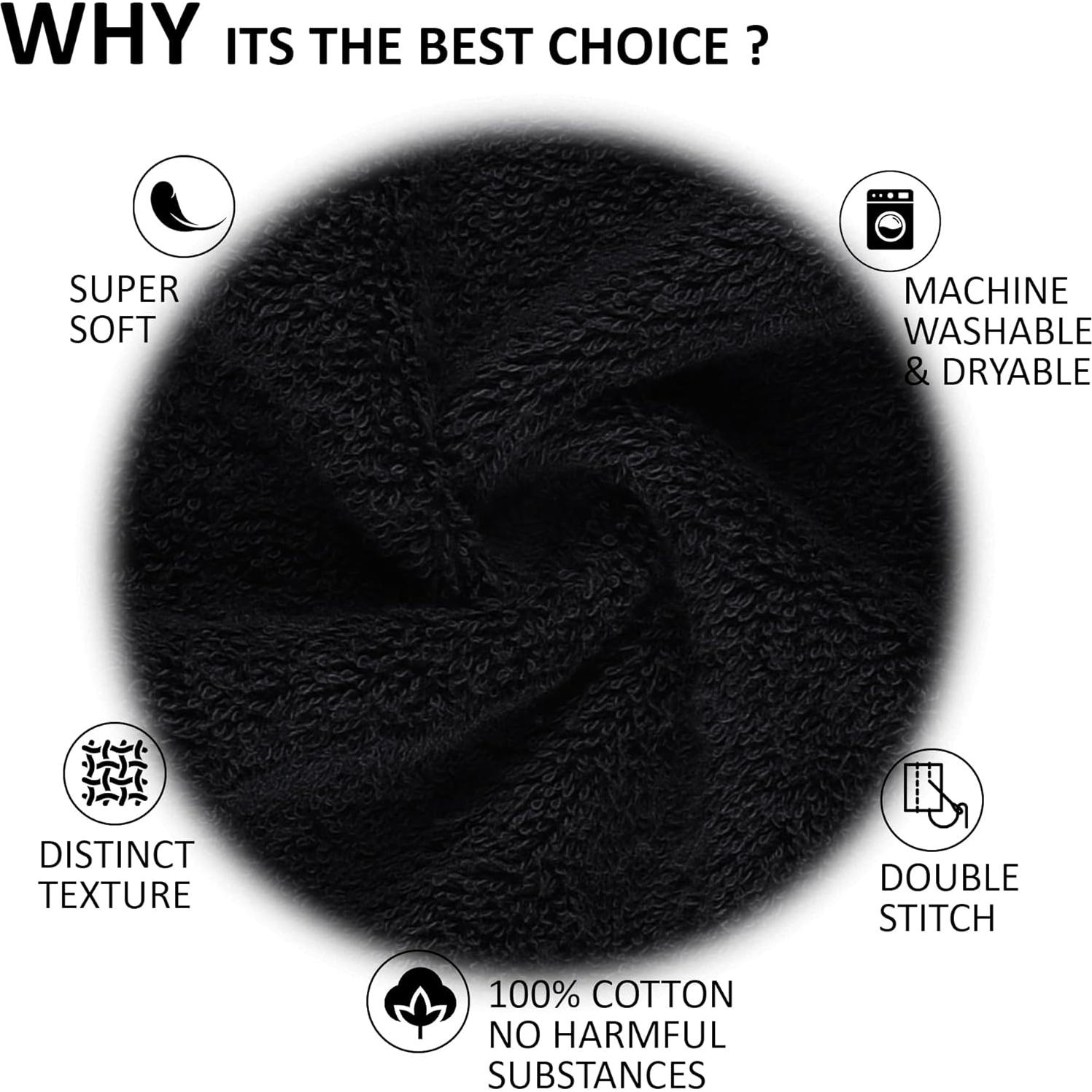 Juego de 2 Toallas de Baño All Design 89x178cm Algodón Negro