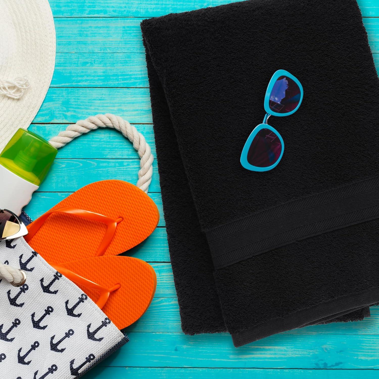 Juego de 2 Toallas de Baño All Design 89x178cm Algodón Negro