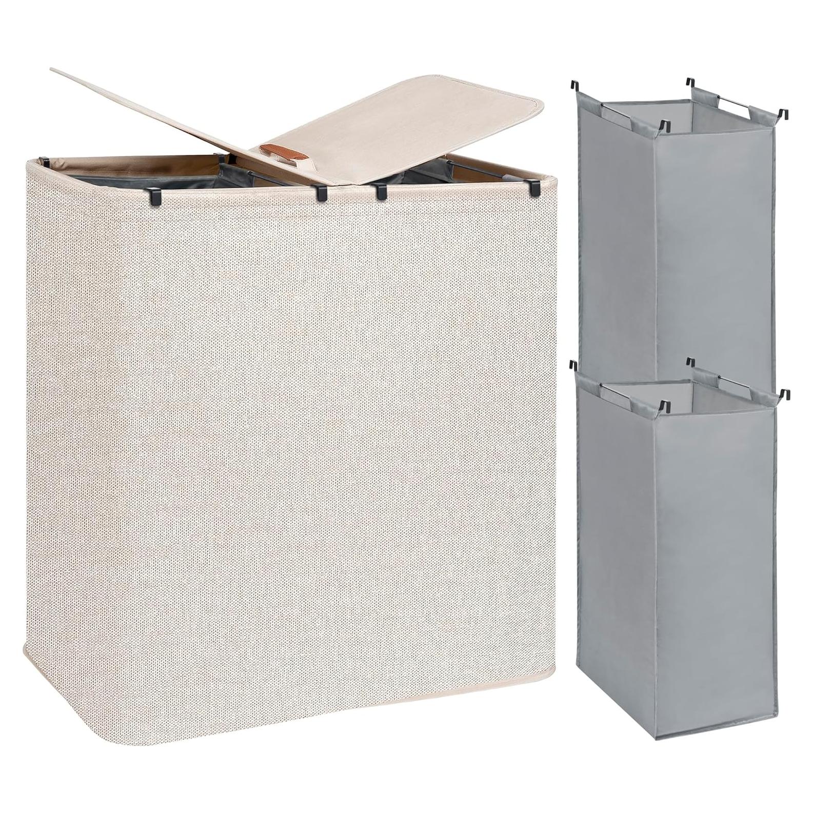 Cesta de Ropa Doble STORAGE MANIAC 136L con Tapa y Asas