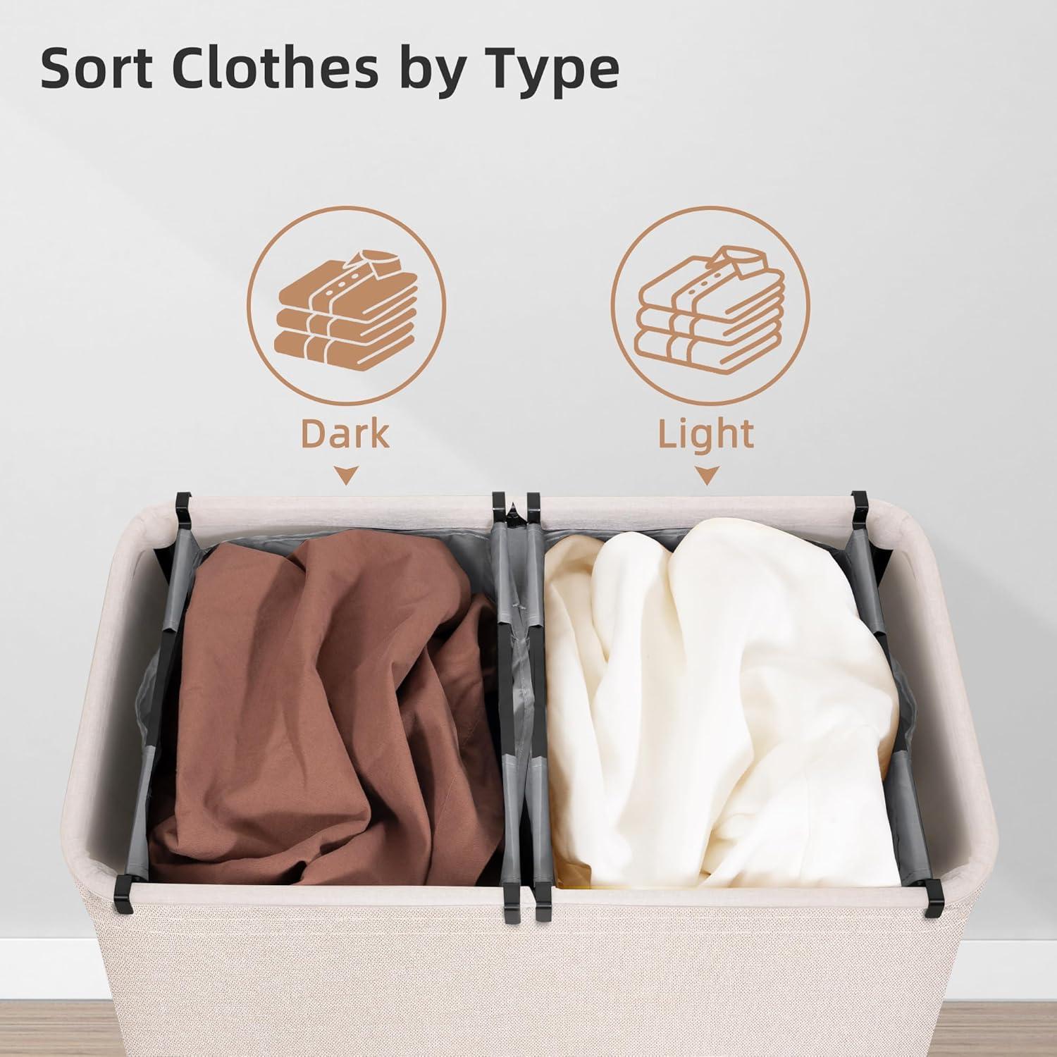 Cesta de Ropa Doble STORAGE MANIAC 136L con Tapa y Asas