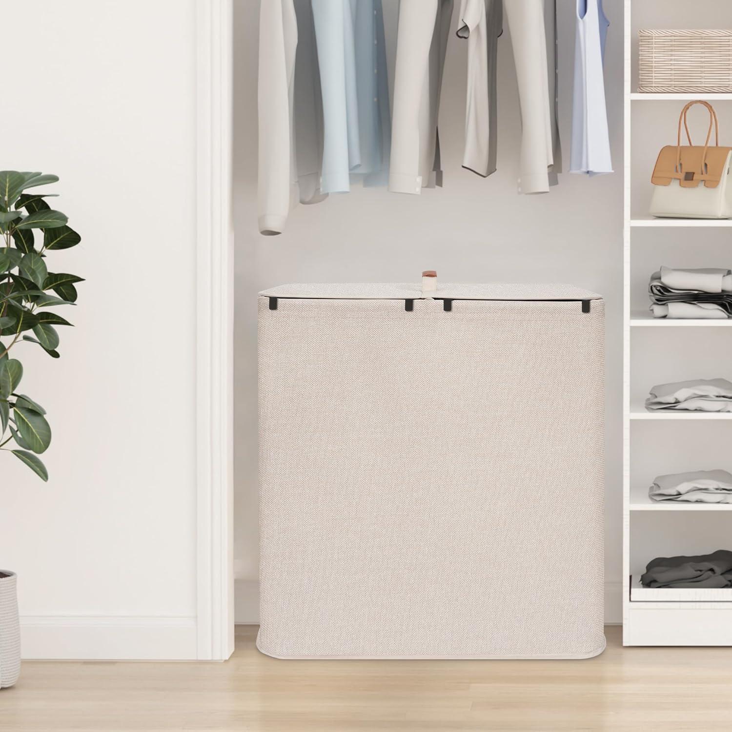 Cesta de Ropa Doble STORAGE MANIAC 136L con Tapa y Asas