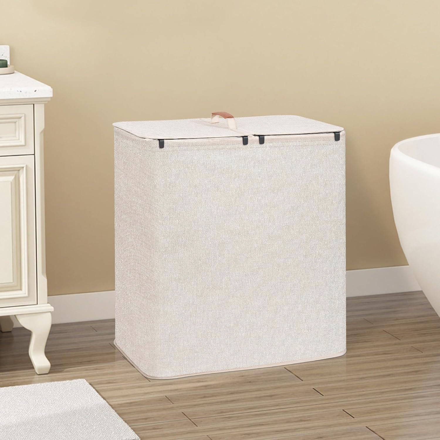 Cesta de Ropa Doble STORAGE MANIAC 136L con Tapa y Asas