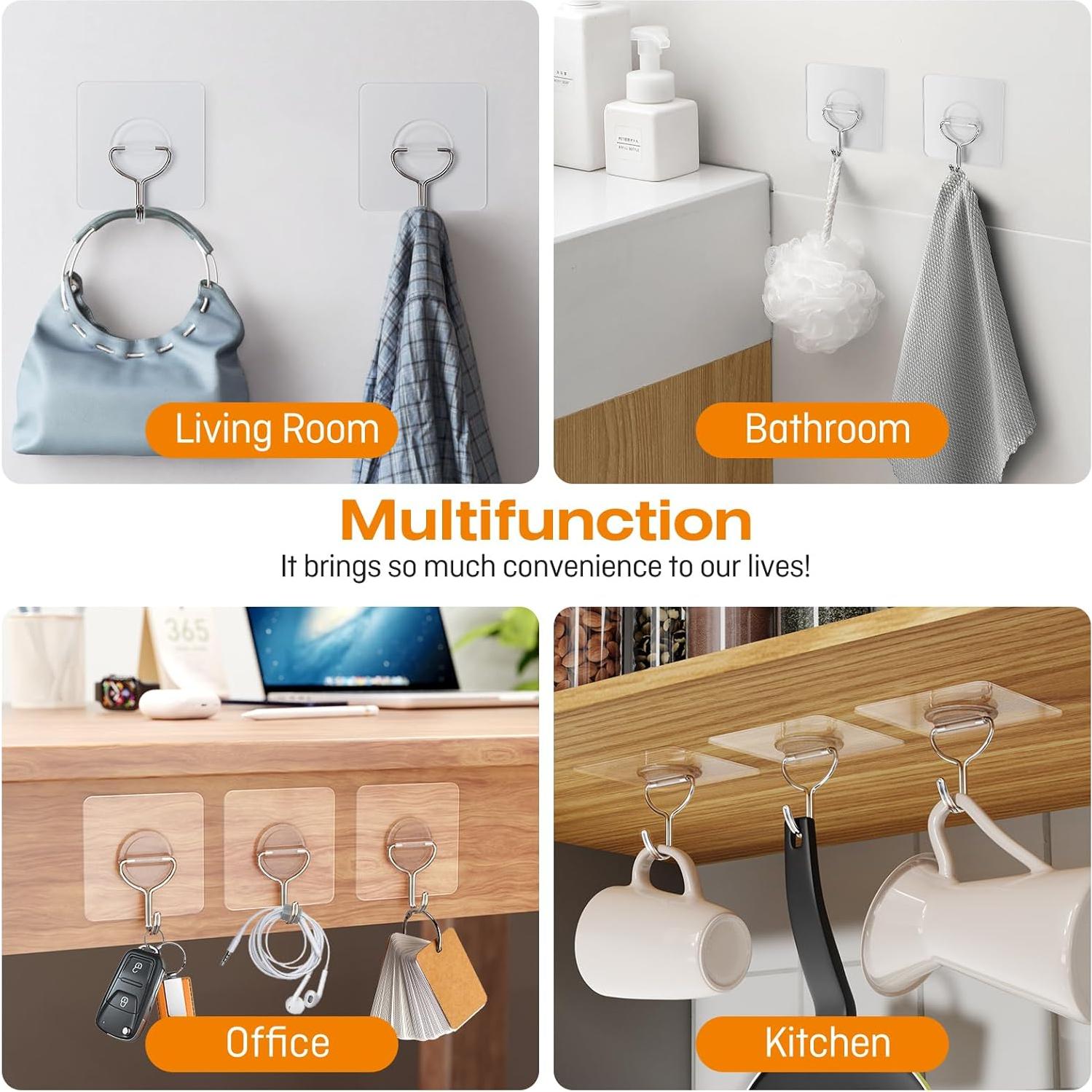 Ganchos Adhesivos YSJNUS 20 Pack Carga Pesada 15kg Transparente