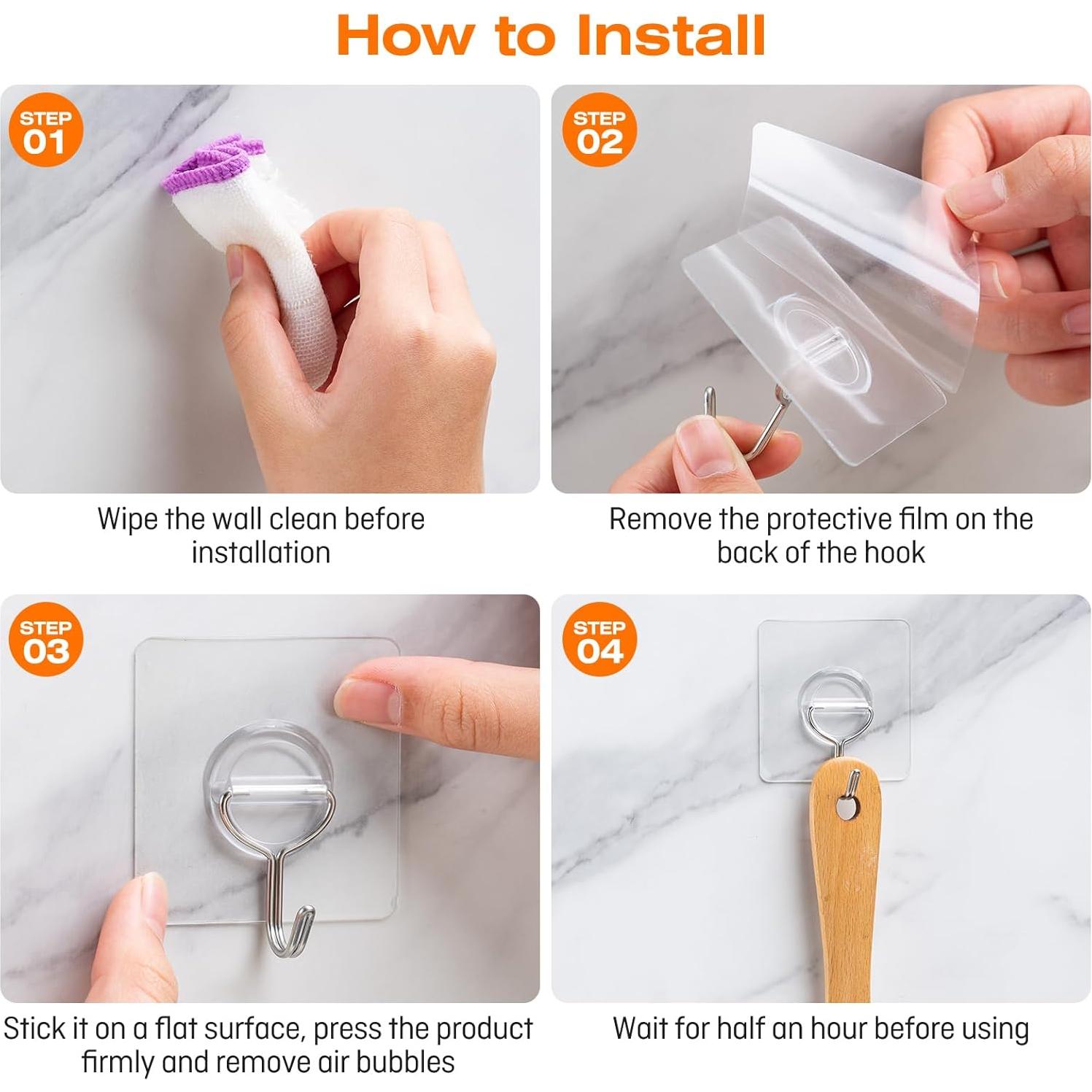 Ganchos Adhesivos YSJNUS 20 Pack Carga Pesada 15kg Transparente