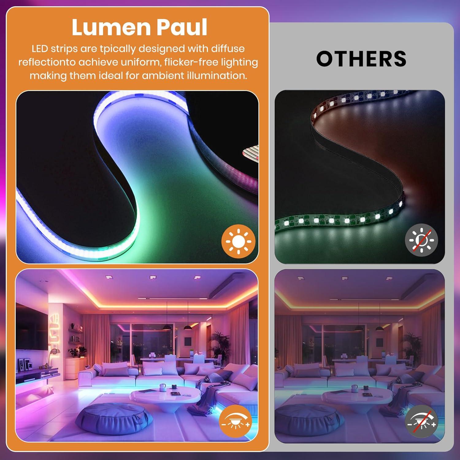 Tira LED RGB 5m Lumen Paul, 420 LEDs/m, Sincronización Música