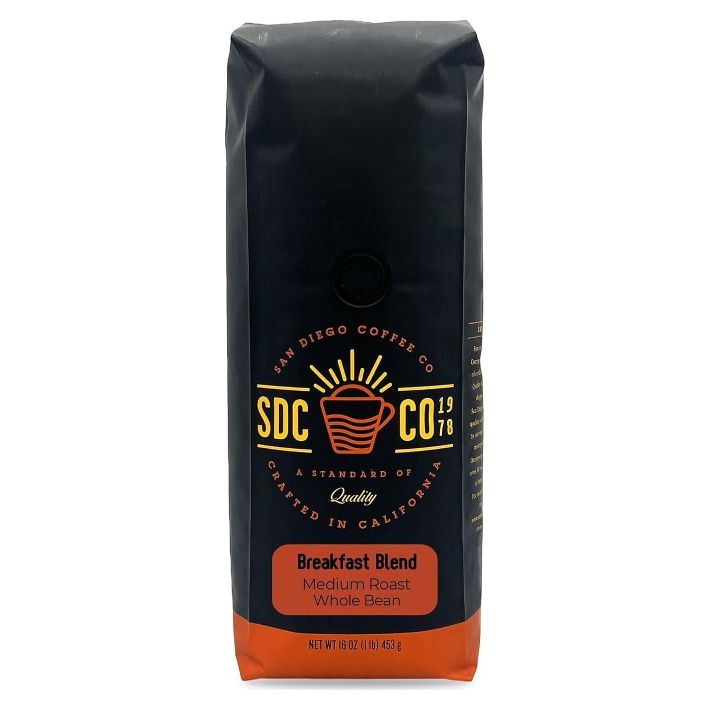 Café en Grano San Diego, Mezcla de Desayuno Tostado Medio 454g