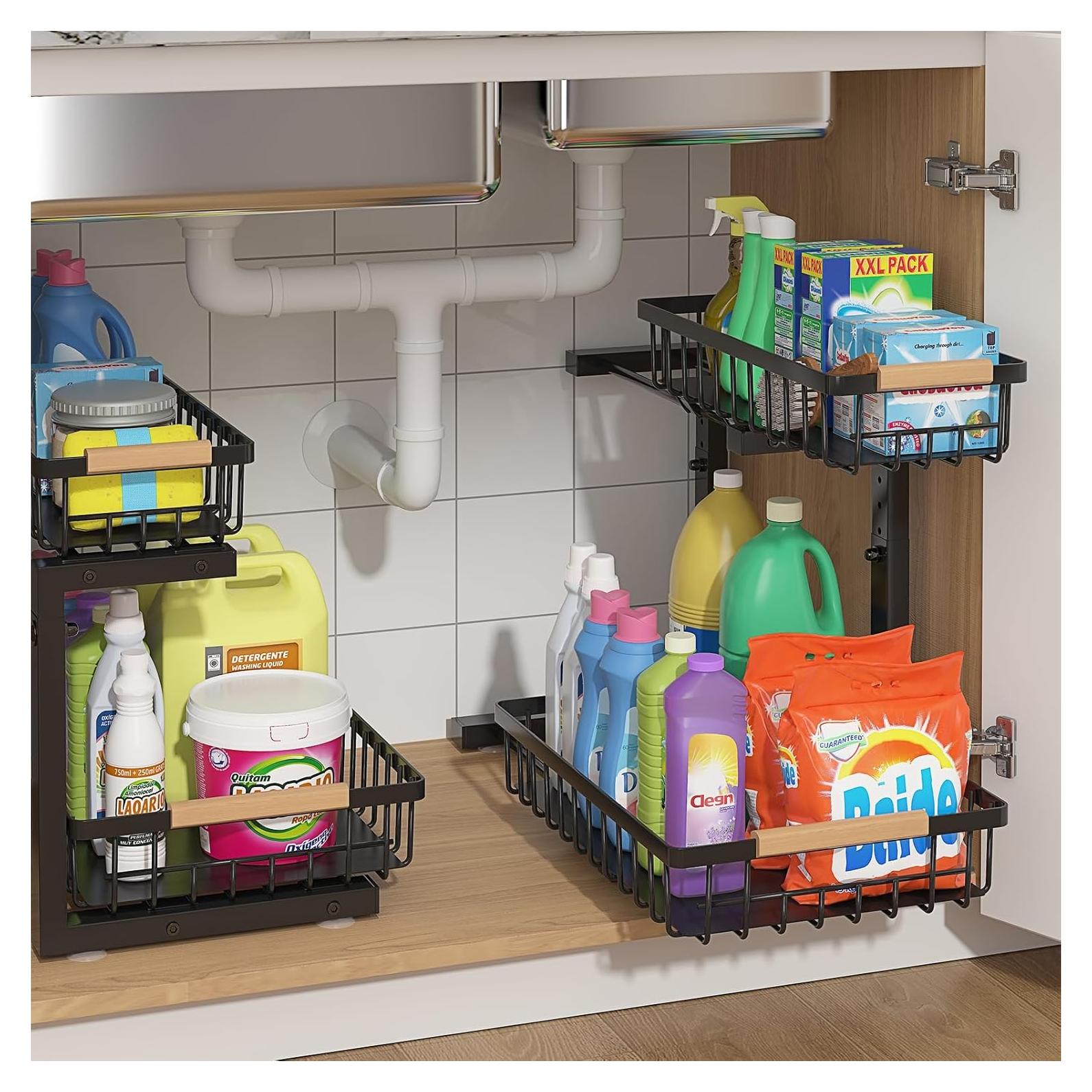 Organizador Bajo Fregadero ADRIMER 2 Niveles Extraíble Negro