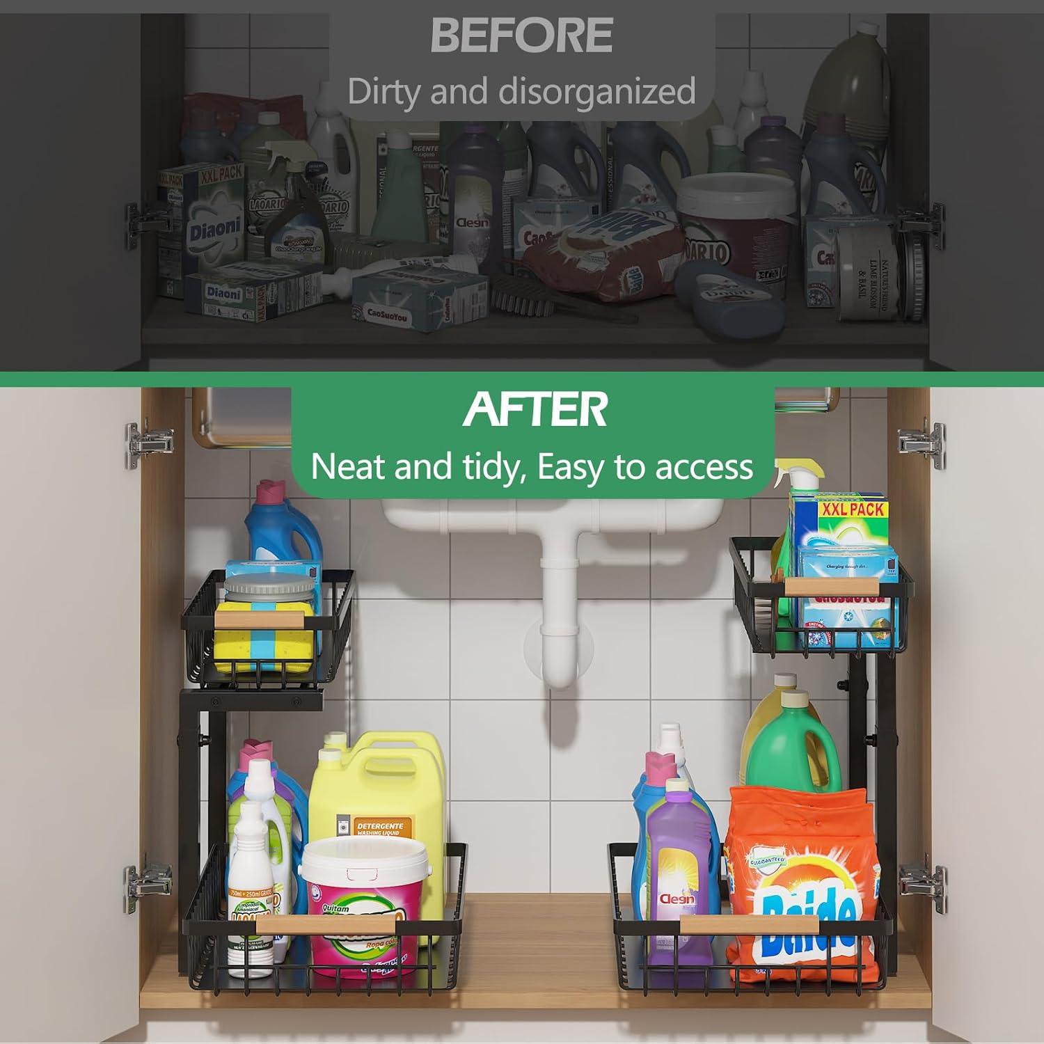 Organizador Bajo Fregadero ADRIMER 2 Niveles Extraíble Negro